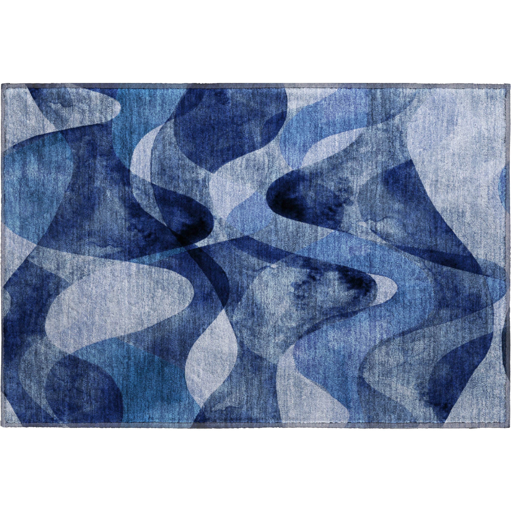 Cairo Machine Washable Contemporary Navy Blue Rug 1'8" x 2'6" #shape_Rectangle