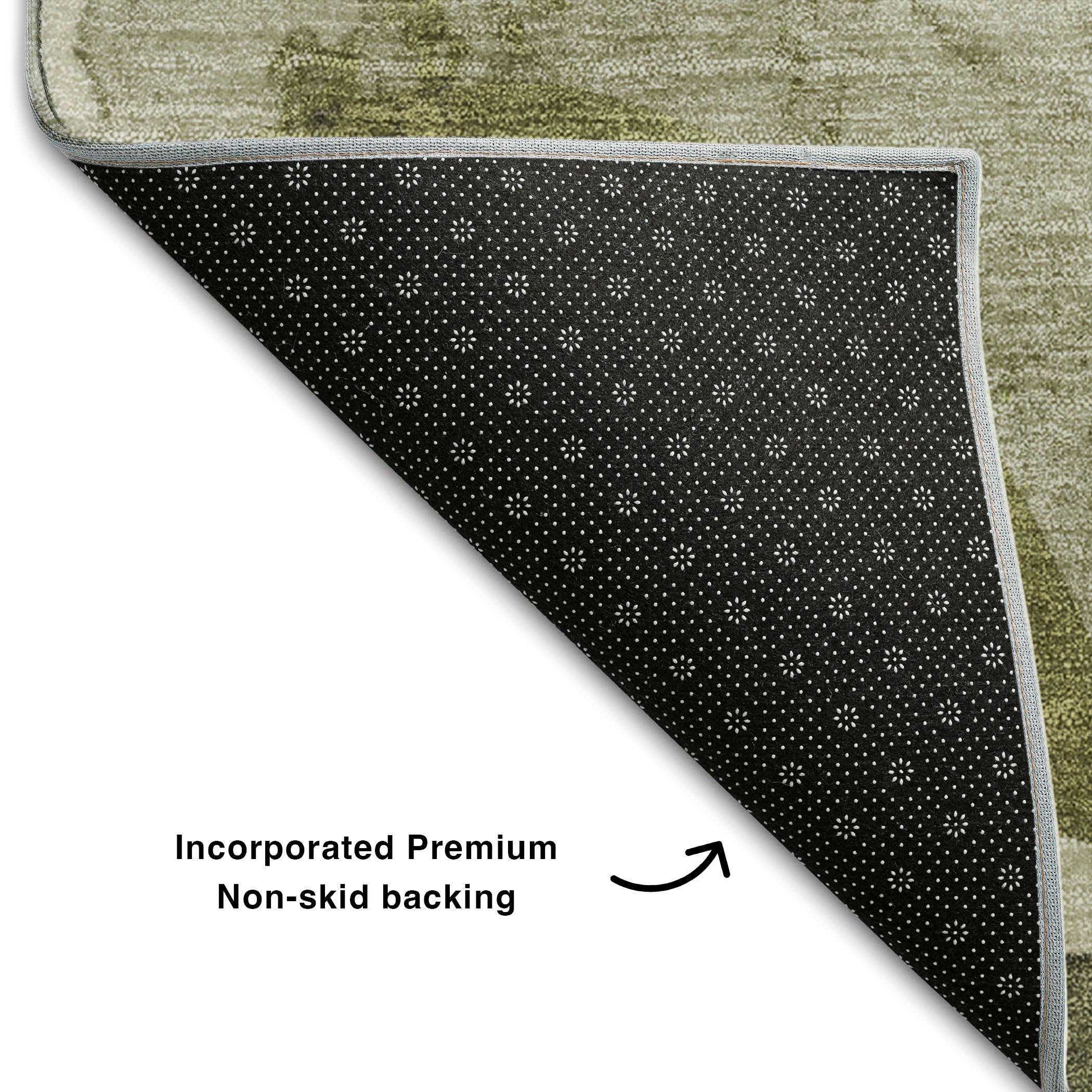 Cairo Machine Washable Contemporary Olive Green Rug 1'8" x 2'6" #shape_Rectangle