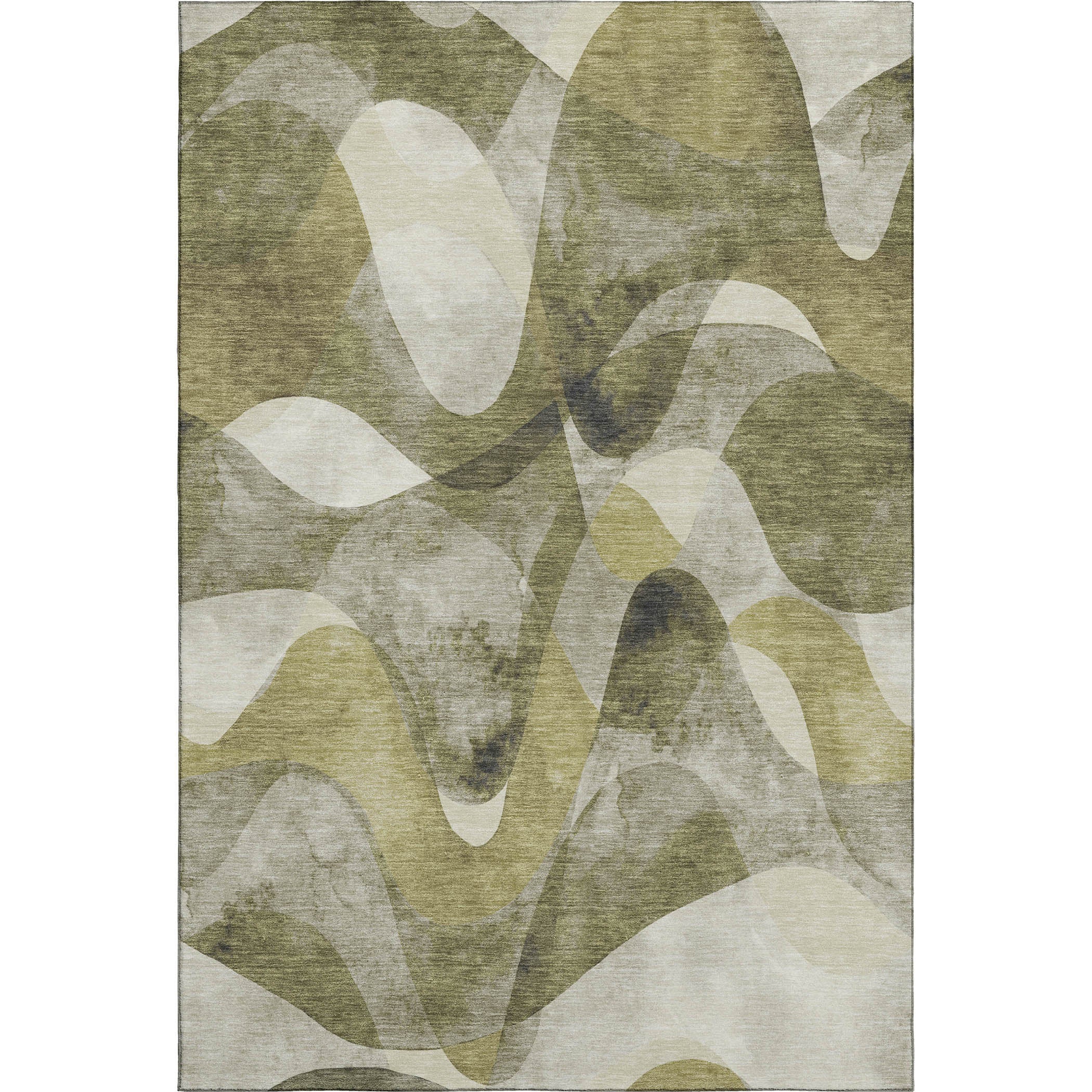 Cairo Machine Washable Contemporary Olive Green Rug 2'6" x 3'10" #shape_Rectangle