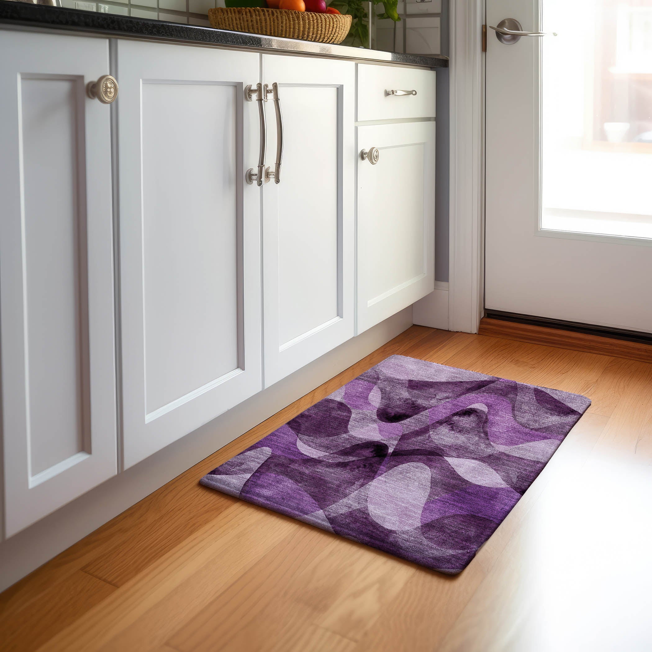 Cairo Machine Washable Contemporary Purple Rug 1'8" x 2'6" #shape_Rectangle