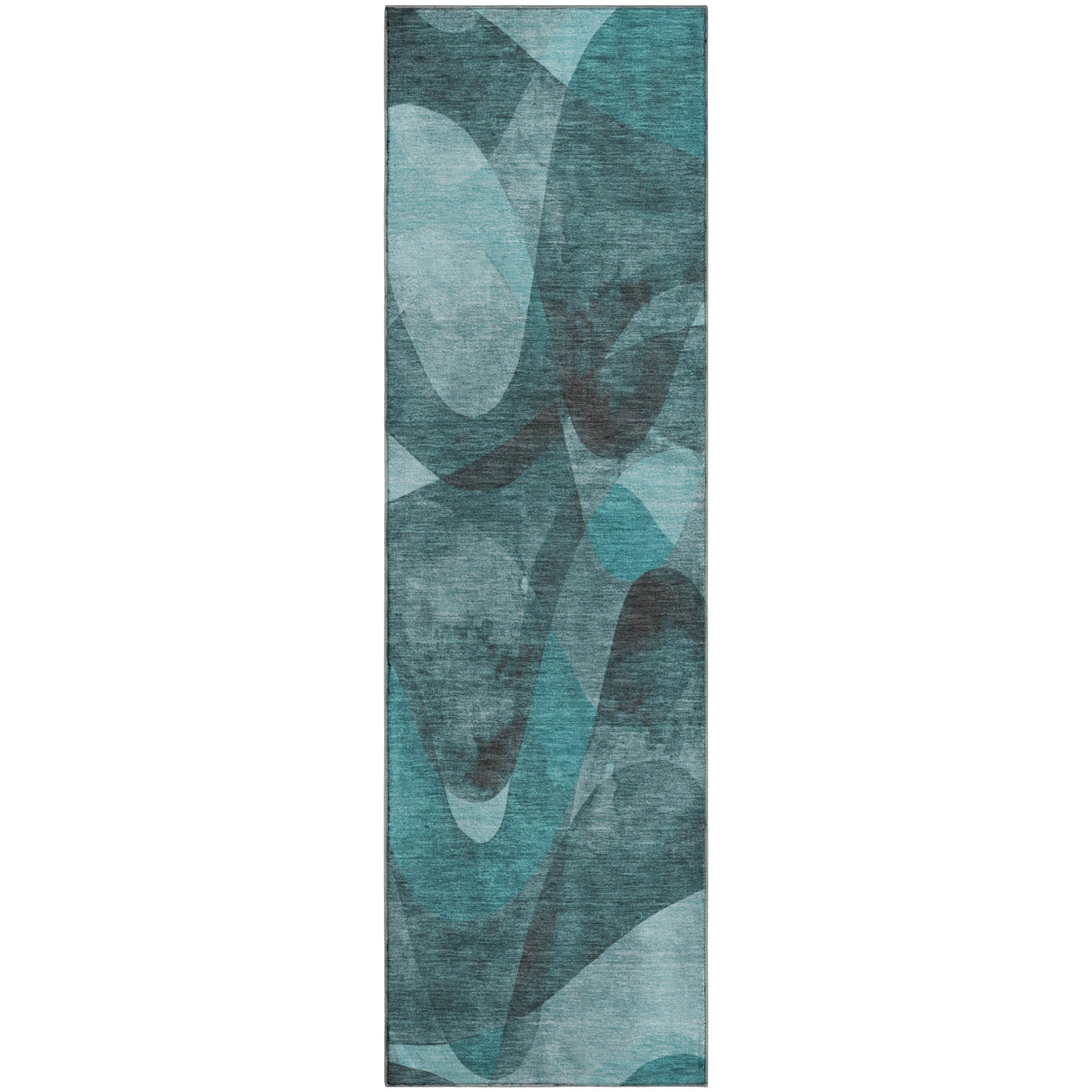 Cairo Machine Washable Contemporary Teal Rug 2'3" x 7'6" #shape_Runner