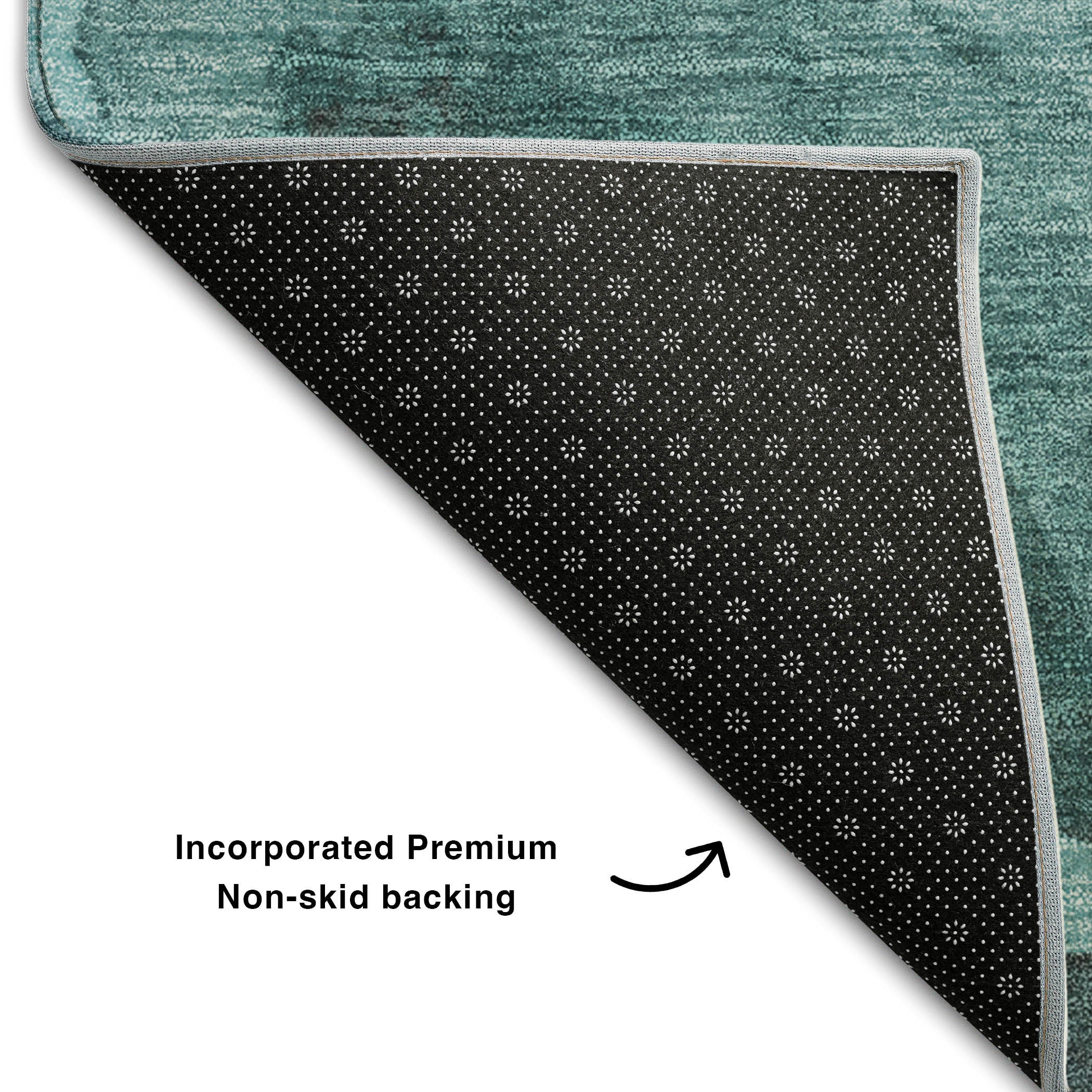 Cairo Machine Washable Contemporary Teal Rug 1'8" x 2'6" #shape_Rectangle