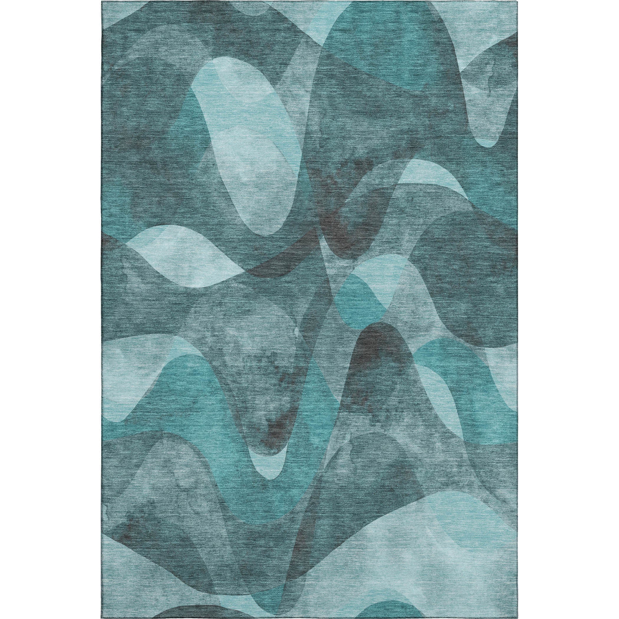 Cairo Machine Washable Contemporary Teal Rug 2'6" x 3'10" #shape_Rectangle