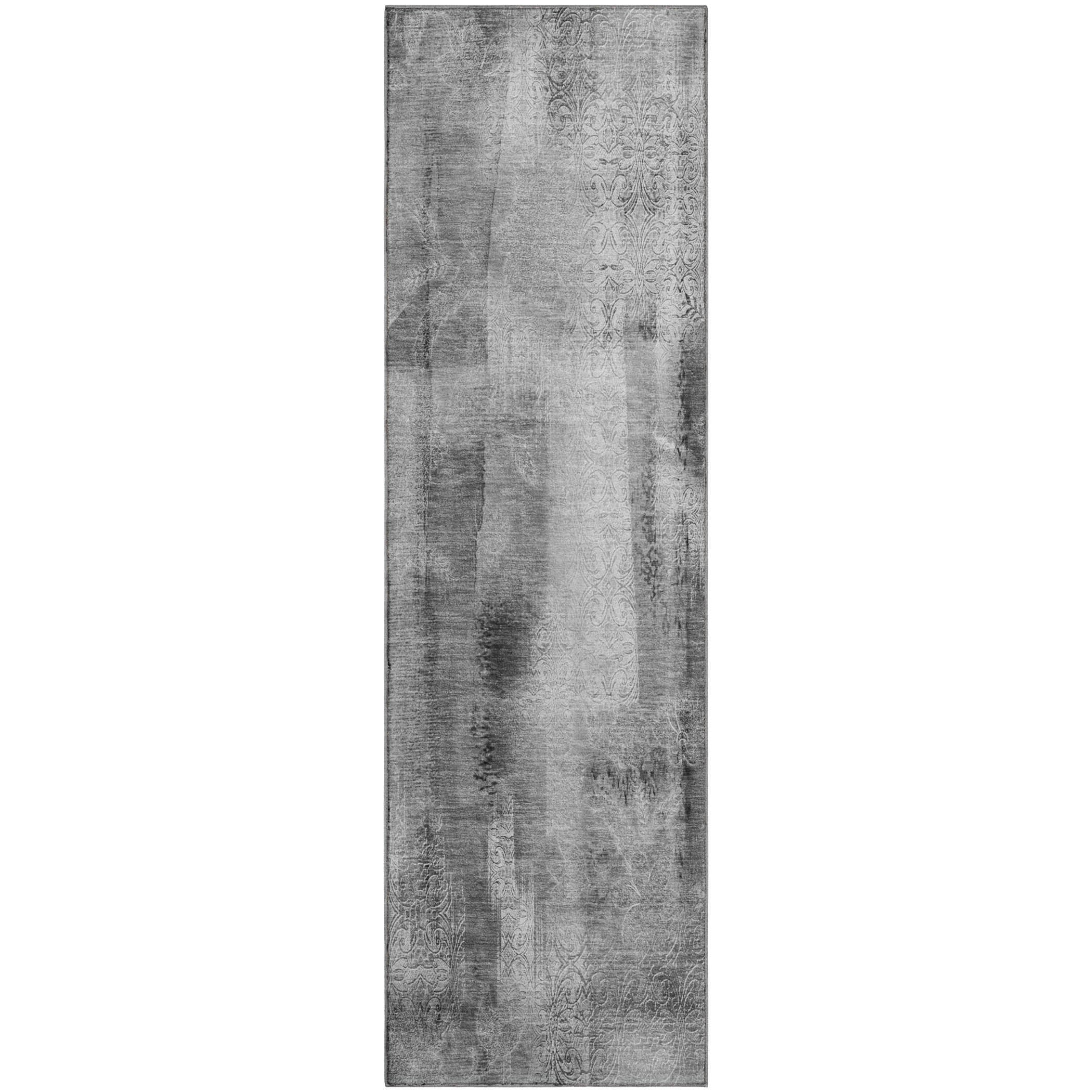 Bogota Machine Washable Transitional Gray Rug 2'3" x 7'6" #shape_Runner