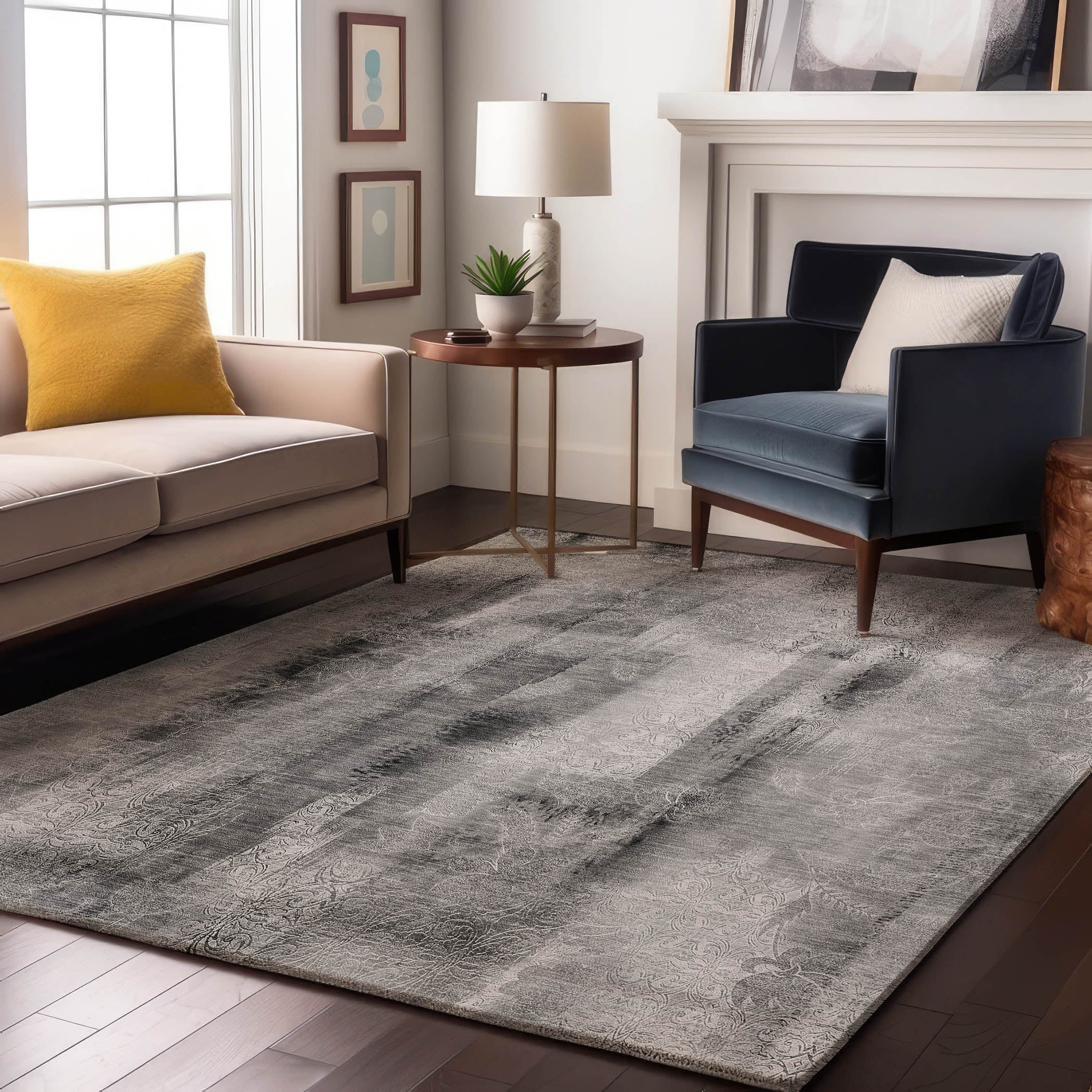Bogota Machine Washable Transitional Gray Rug 2'6" x 3'10" #shape_Rectangle