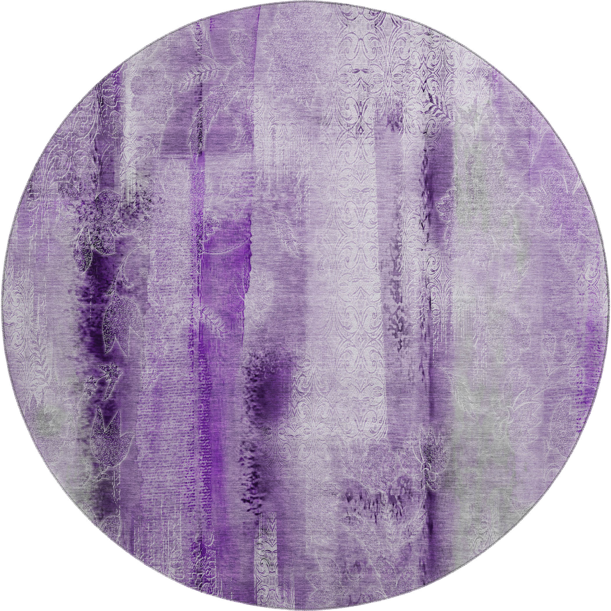 Bogota Machine Washable Transitional Purple Rug 8' x 8' #shape_Round
