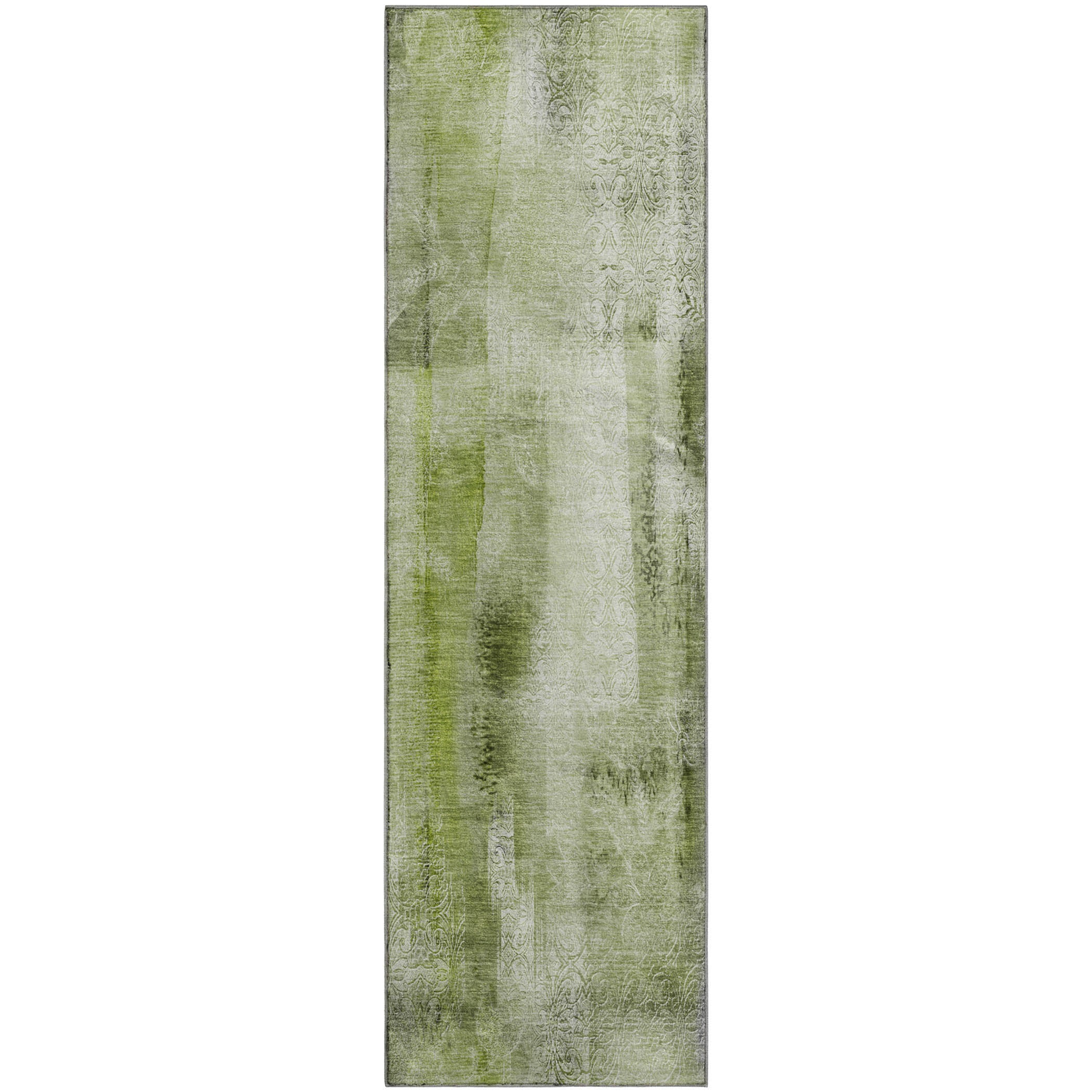 Bogota Machine Washable Transitional Sage Green Rug 2'3" x 7'6" #shape_Runner