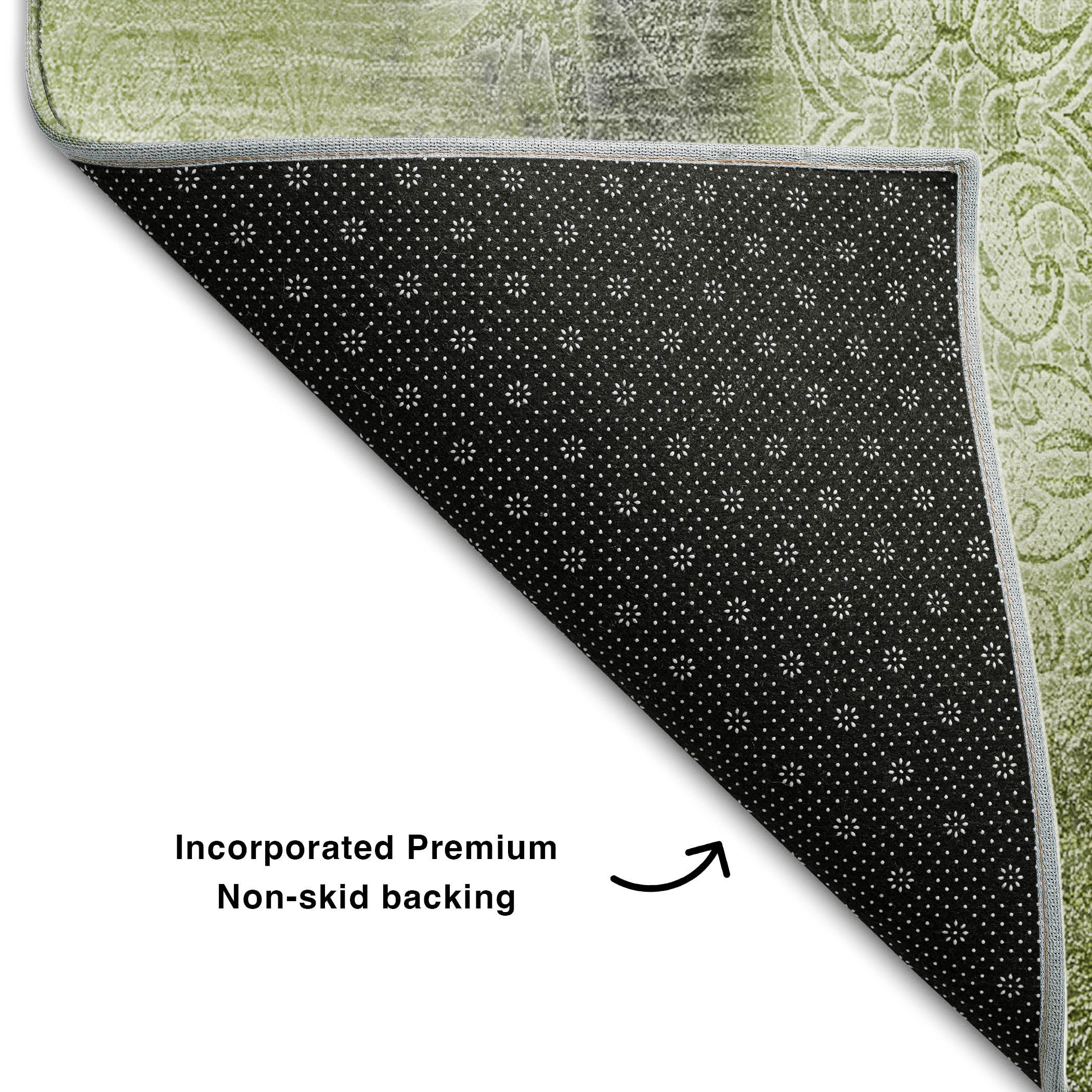 Bogota Machine Washable Transitional Sage Green Rug 1'8" x 2'6" #shape_Rectangle