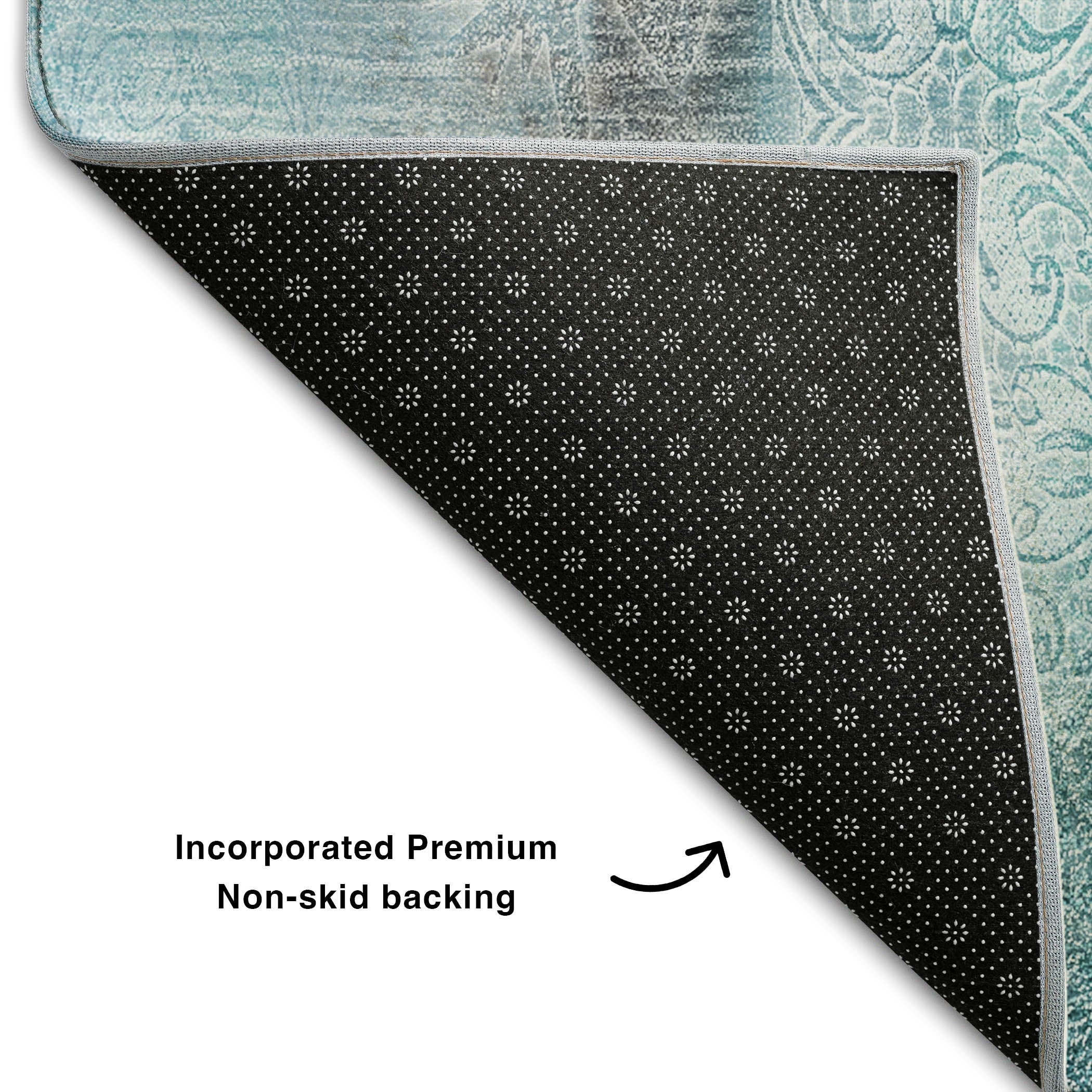 Bogota Machine Washable Transitional Teal Rug 1'8" x 2'6" #shape_Rectangle