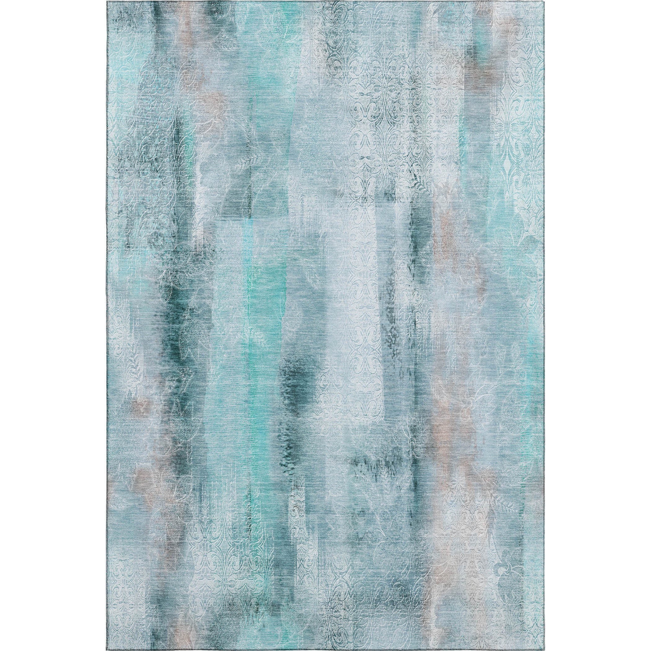 Bogota Machine Washable Transitional Teal Rug 2'6" x 3'10" #shape_Rectangle