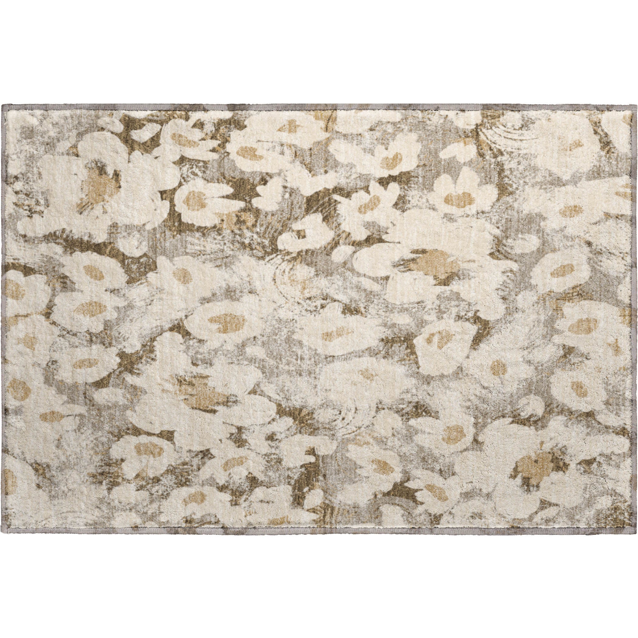 Mdina Machine Washable Transitional Khaki Brown Rug 1'8" x 2'6" #shape_Rectangle