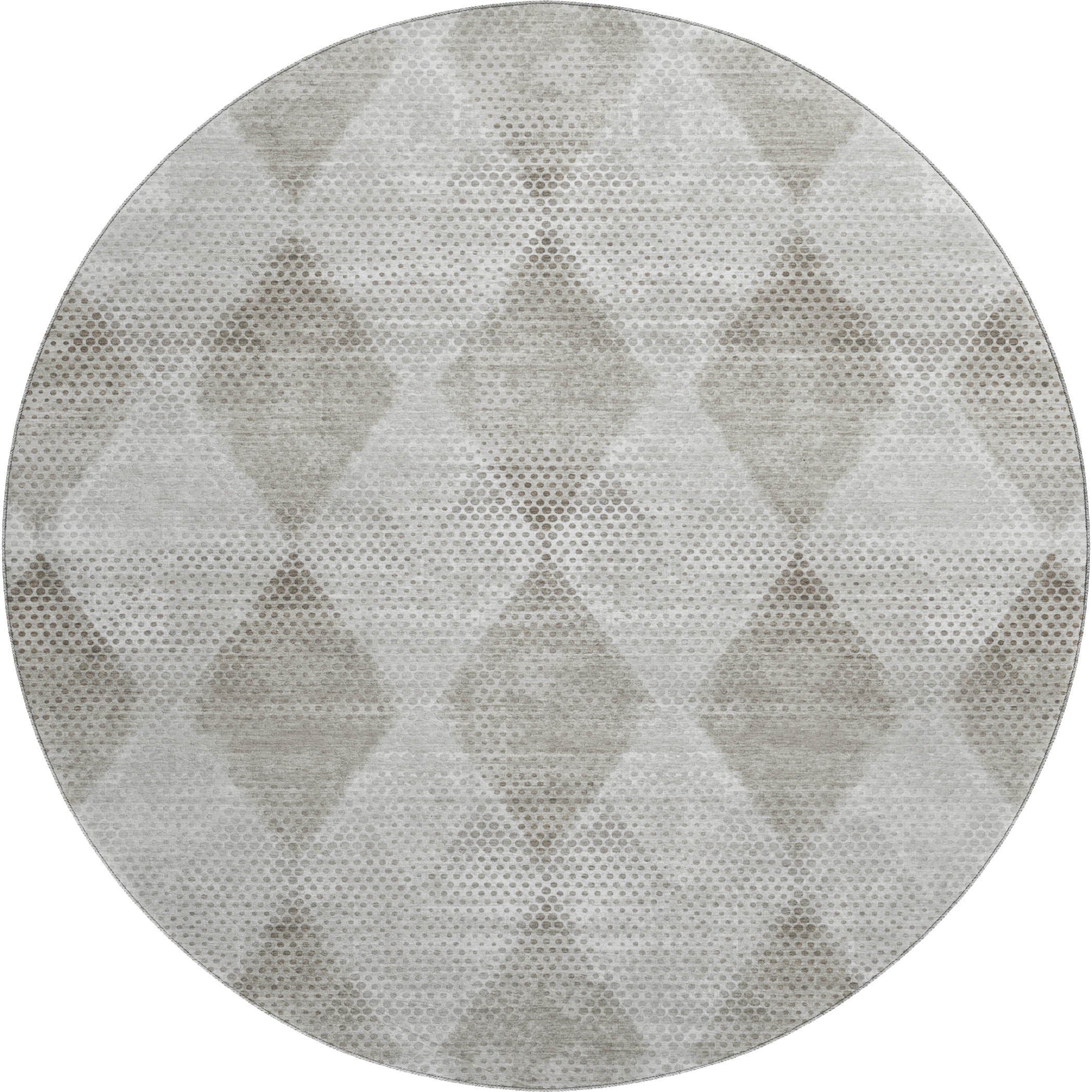 Kyoto Machine Washable Transitional Gray Rug 8' x 8' #shape_Round