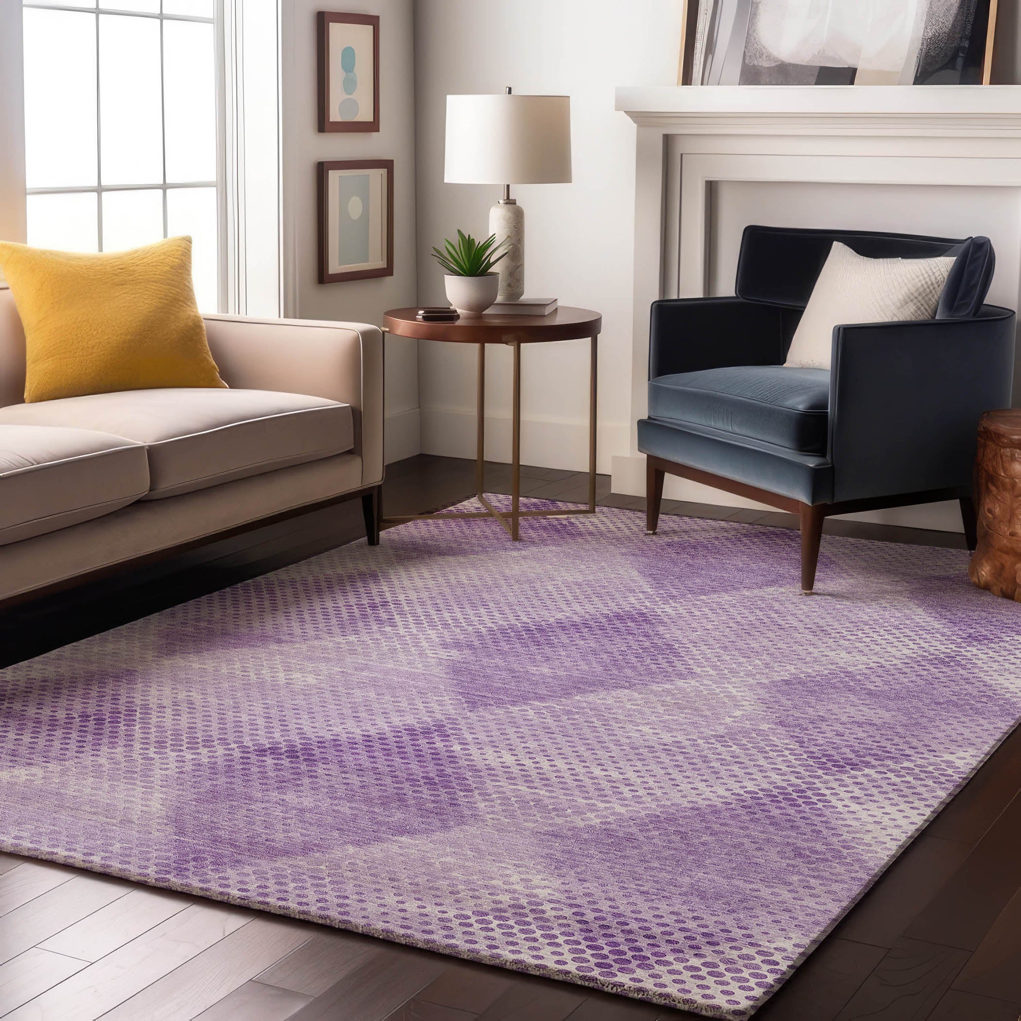 Kyoto Machine Washable Transitional Lavender Purple Rug 2'6" x 3'10" #shape_Rectangle