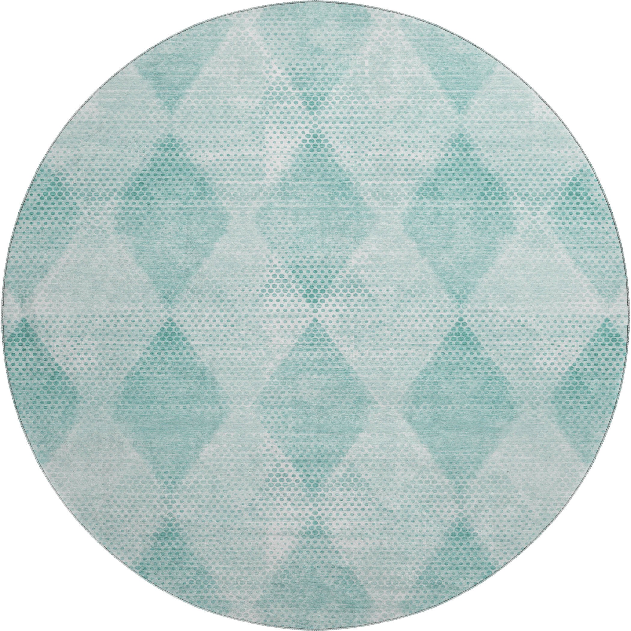 Kyoto Machine Washable Transitional Teal Rug 8' x 8' #shape_Round