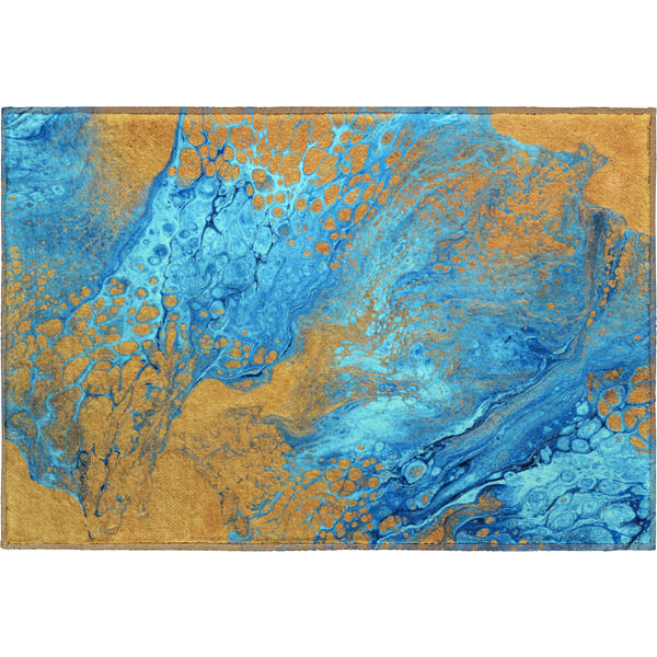 Tallinn Machine Washable Contemporary Cobalt Blue Rug 1'8" x 2'6"