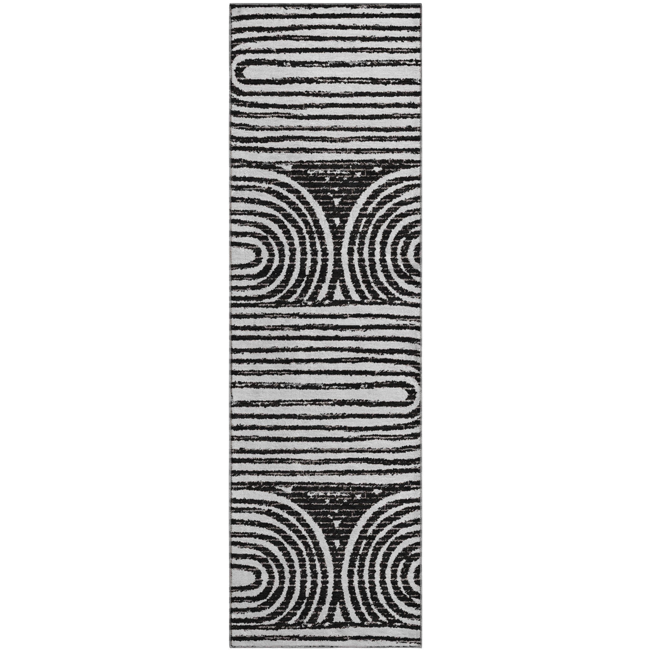 Mdina Machine Washable Contemporary Black Rug 2'3" x 7'6" #shape_Runner