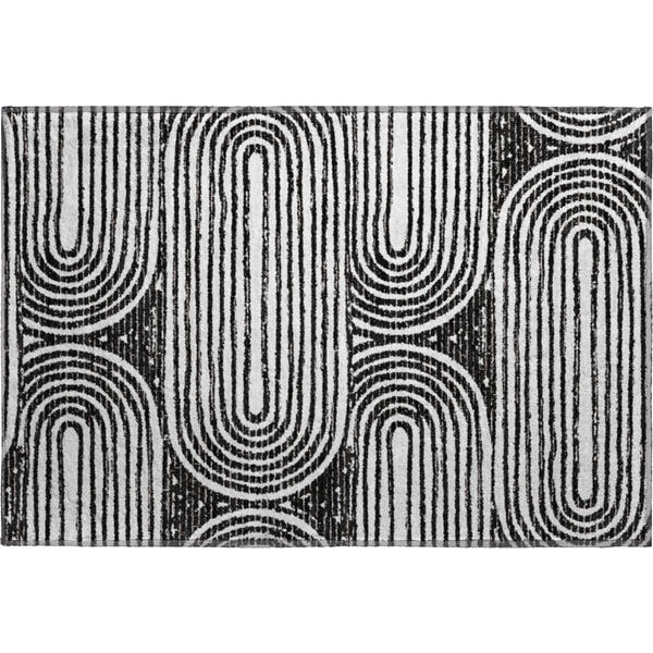 Mdina Machine Washable Contemporary Black Rug 1'8" x 2'6"