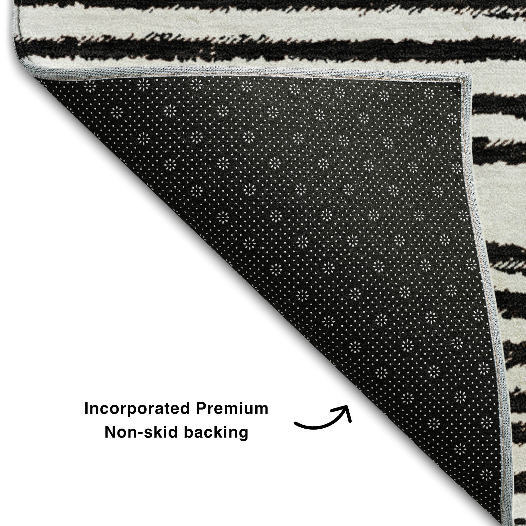 Mdina Machine Washable Contemporary Black Rug 1'8" x 2'6" #shape_Rectangle