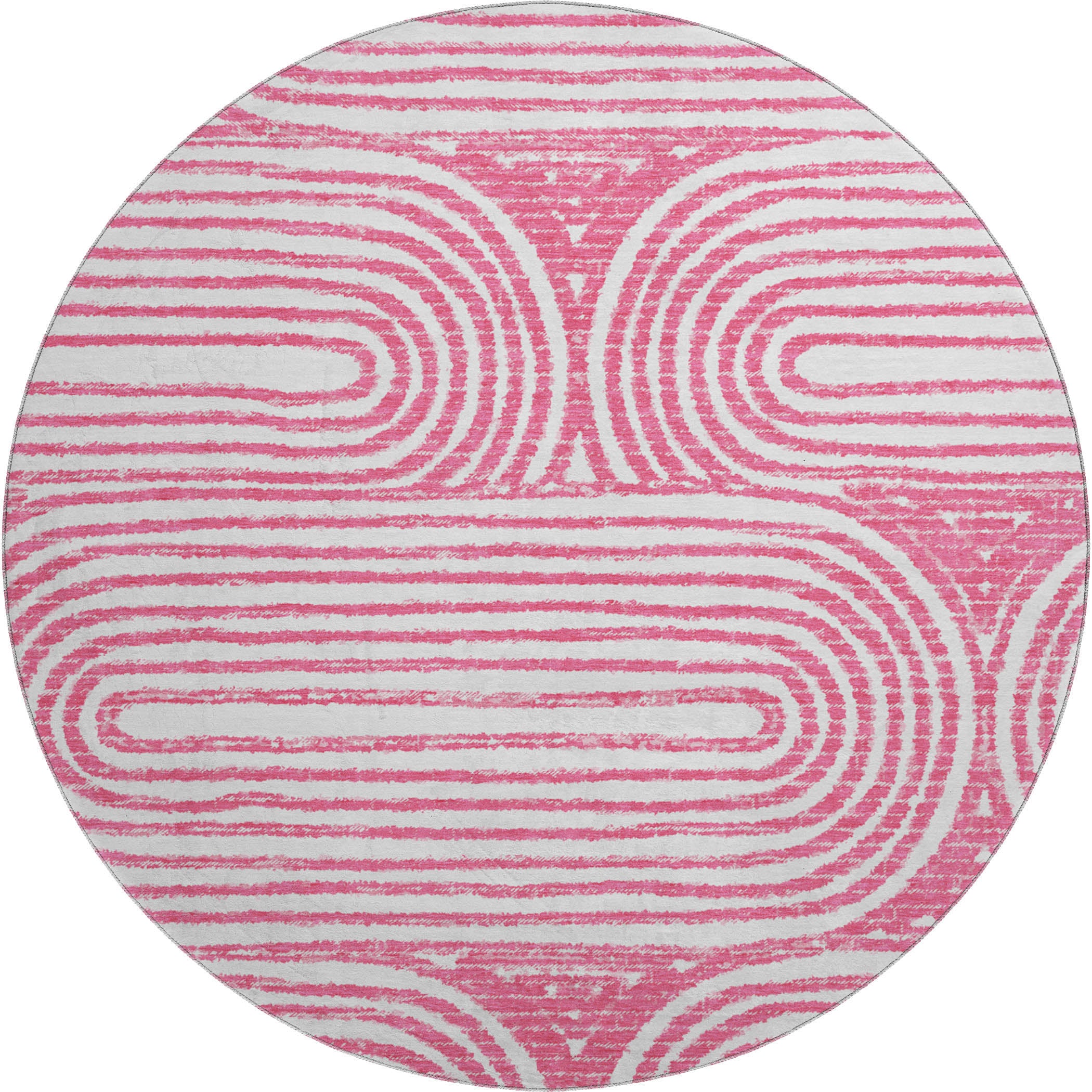 Mdina Machine Washable Contemporary Blush Pink Rug 8' x 8' #shape_Round
