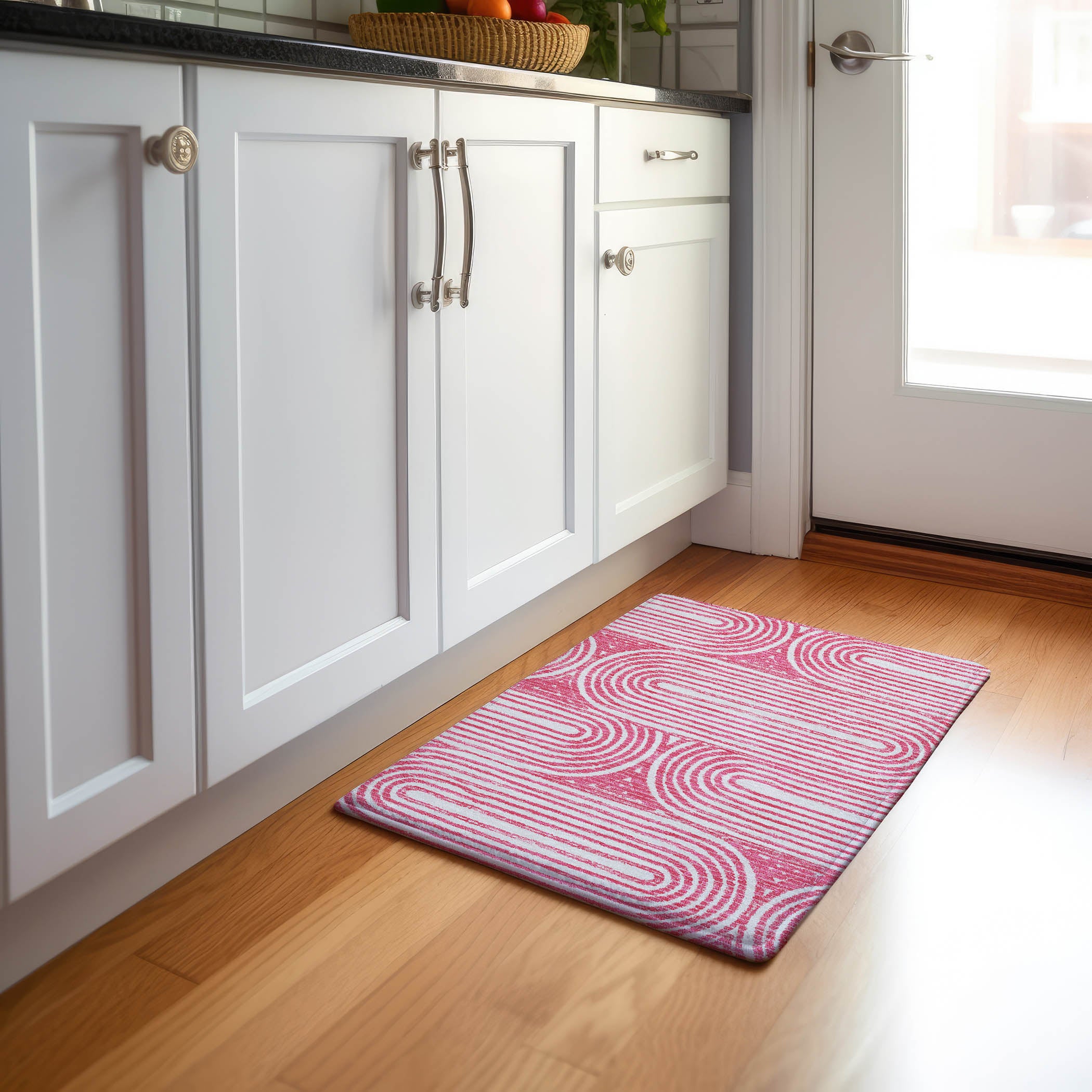 Mdina Machine Washable Contemporary Blush Pink Rug 1'8" x 2'6" #shape_Rectangle