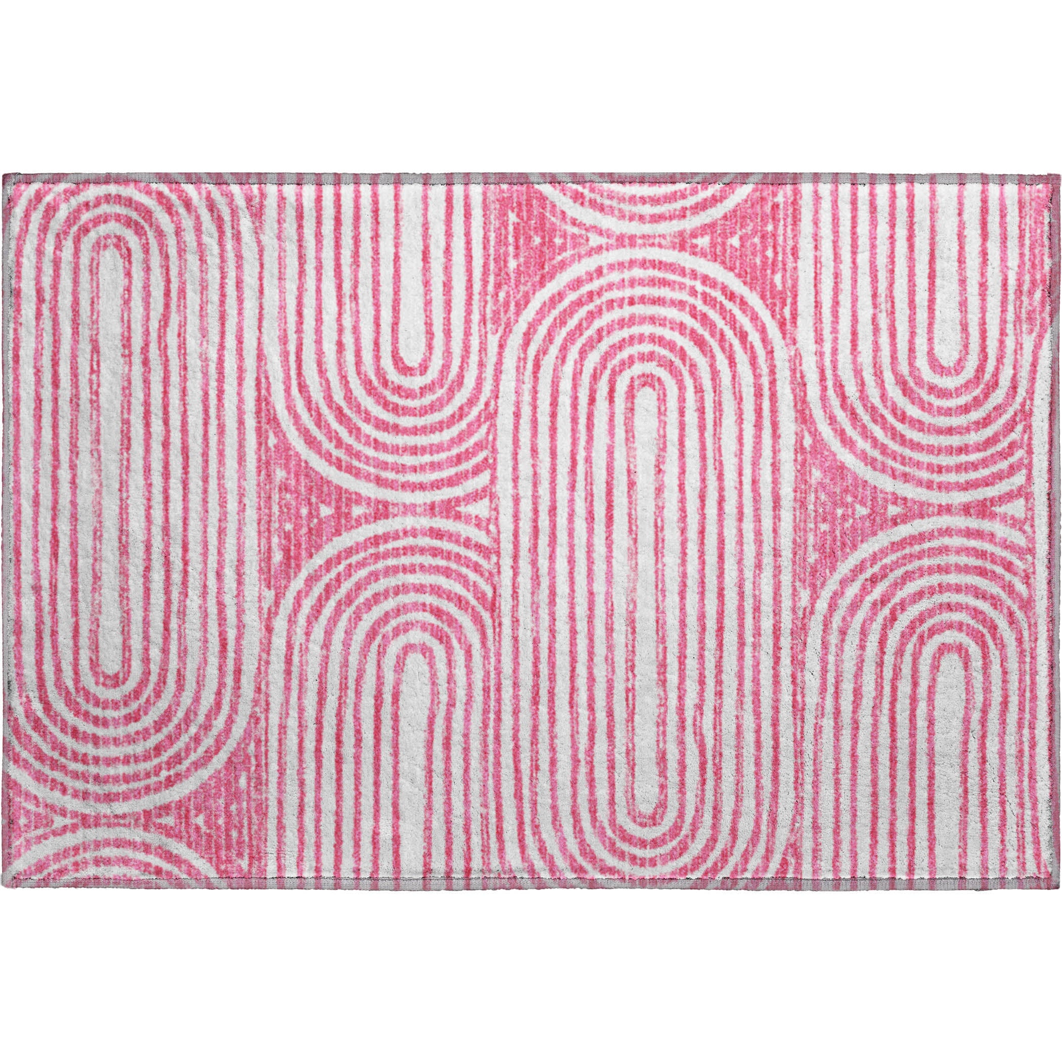 Mdina Machine Washable Contemporary Blush Pink Rug 1'8" x 2'6" #shape_Rectangle