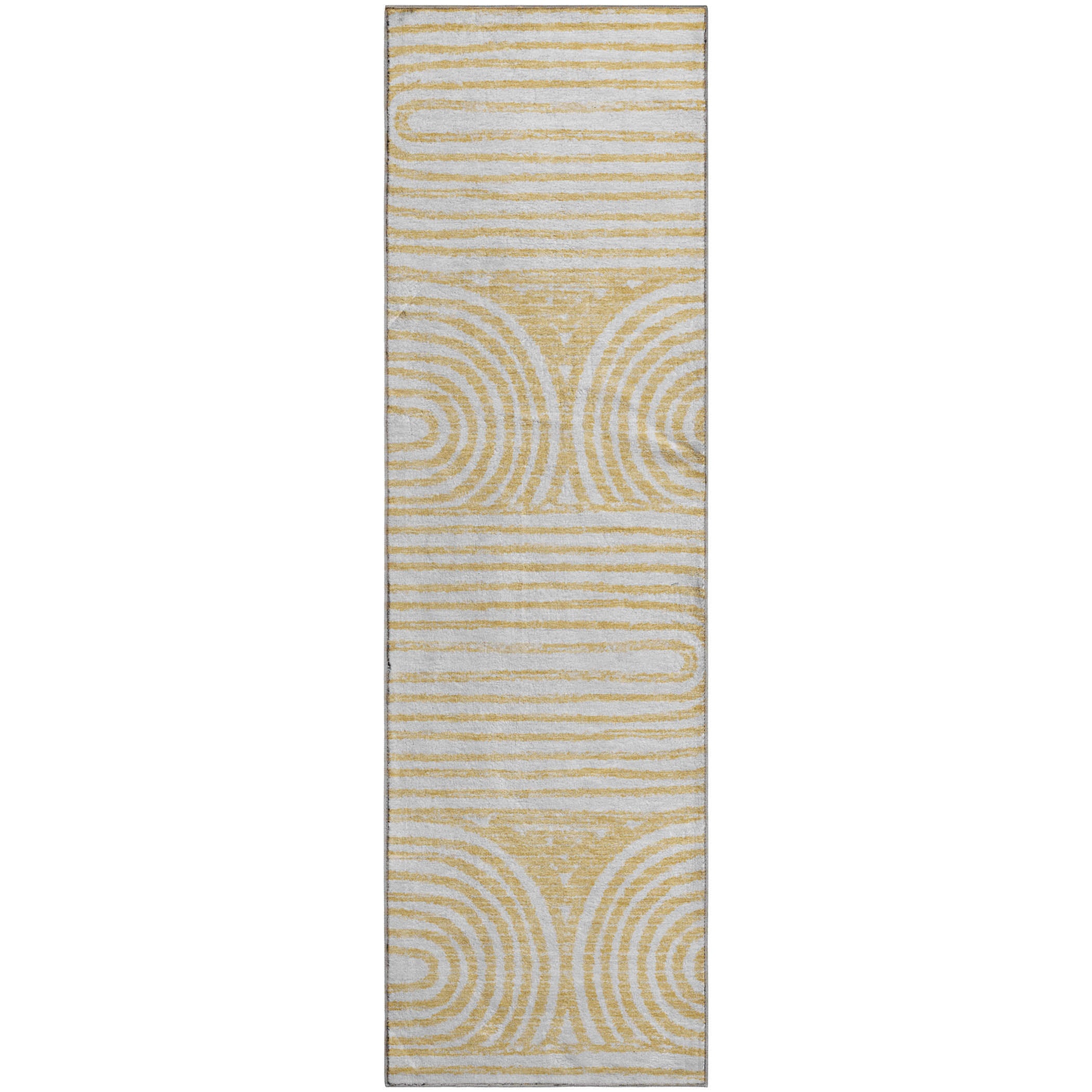 Mdina Machine Washable Contemporary Gold Rug 2'3" x 7'6" #shape_Runner