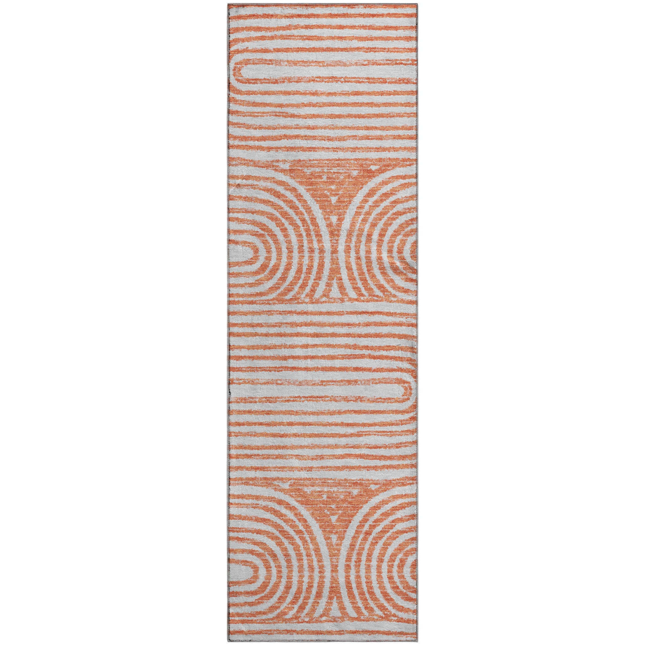Mdina Machine Washable Contemporary Salmon Orange Rug 2'3" x 7'6" #shape_Runner