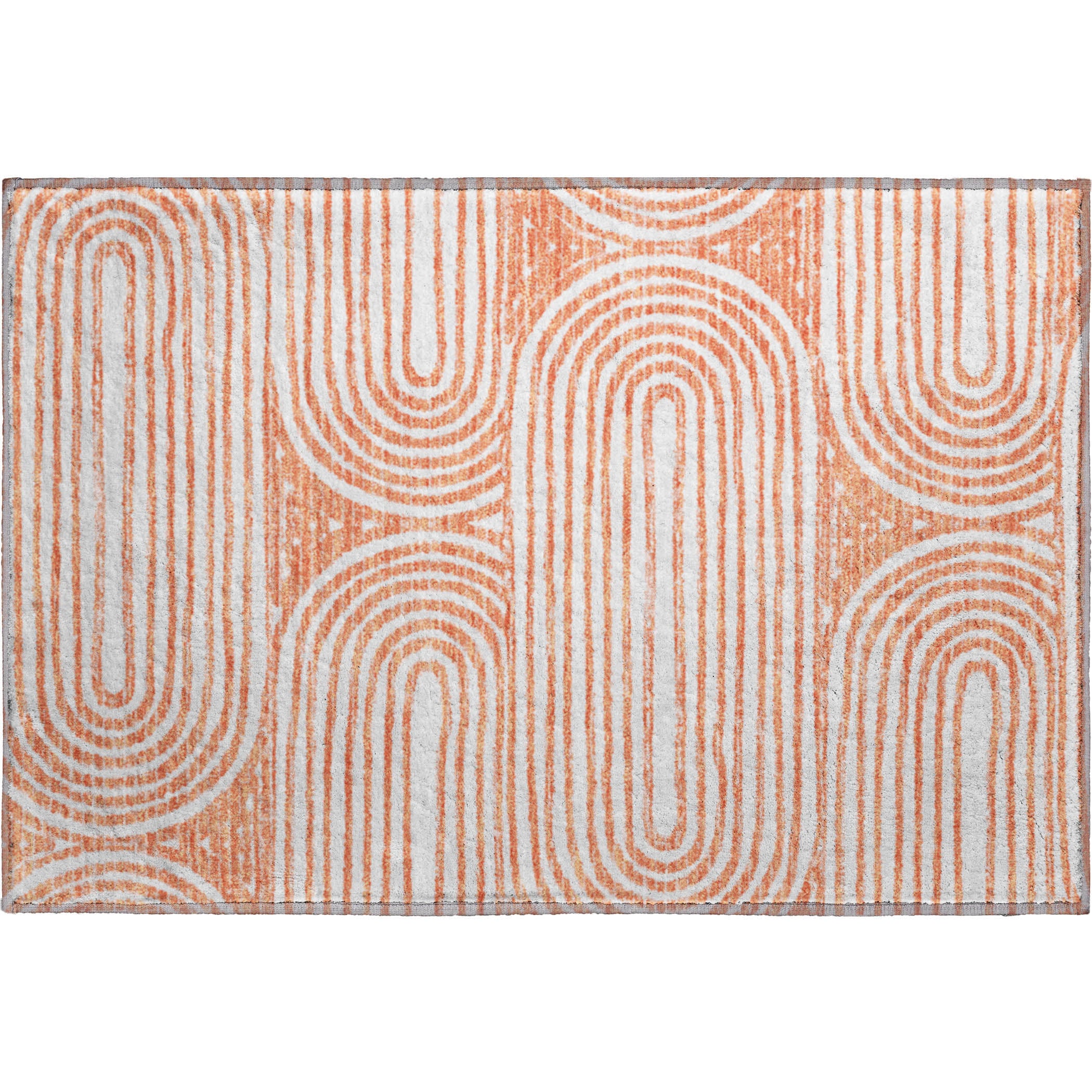 Mdina Machine Washable Contemporary Salmon Orange Rug 1'8" x 2'6" #shape_Rectangle