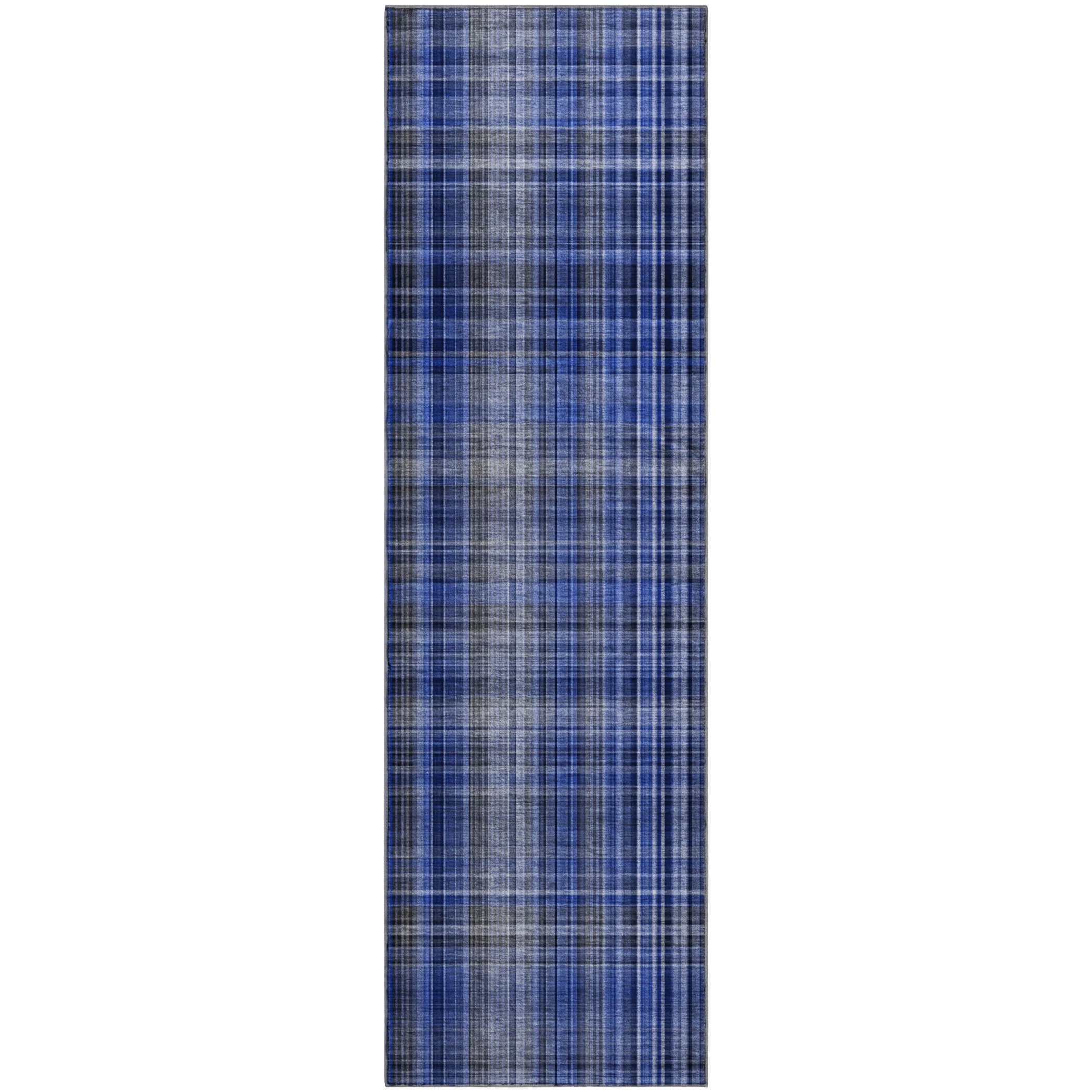 Tallinn Machine Washable Transitional Navy Blue Rug 2'3" x 7'6" #shape_Runner