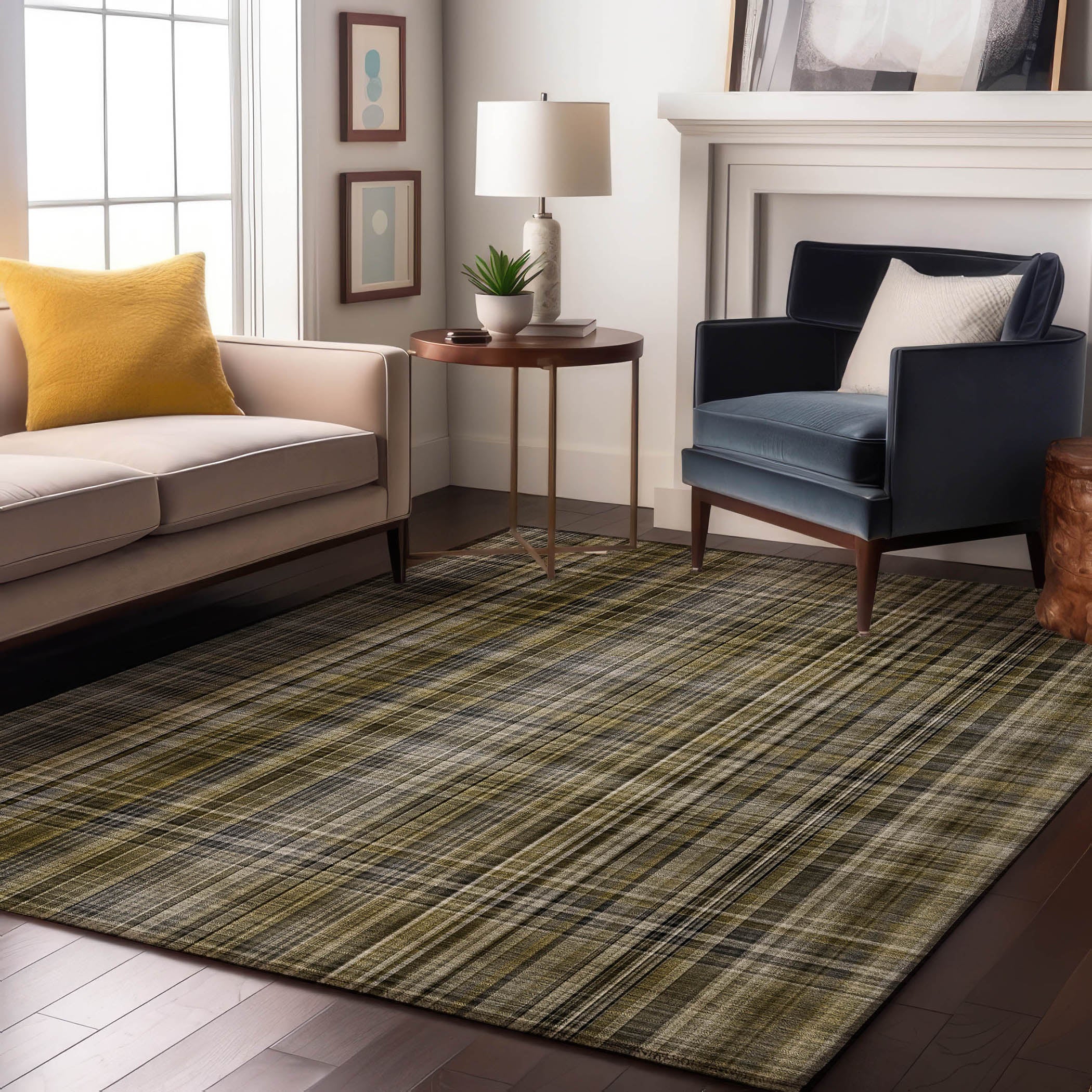 Tallinn Machine Washable Transitional Taupe Brown Rug 2'6" x 3'10" #shape_Rectangle
