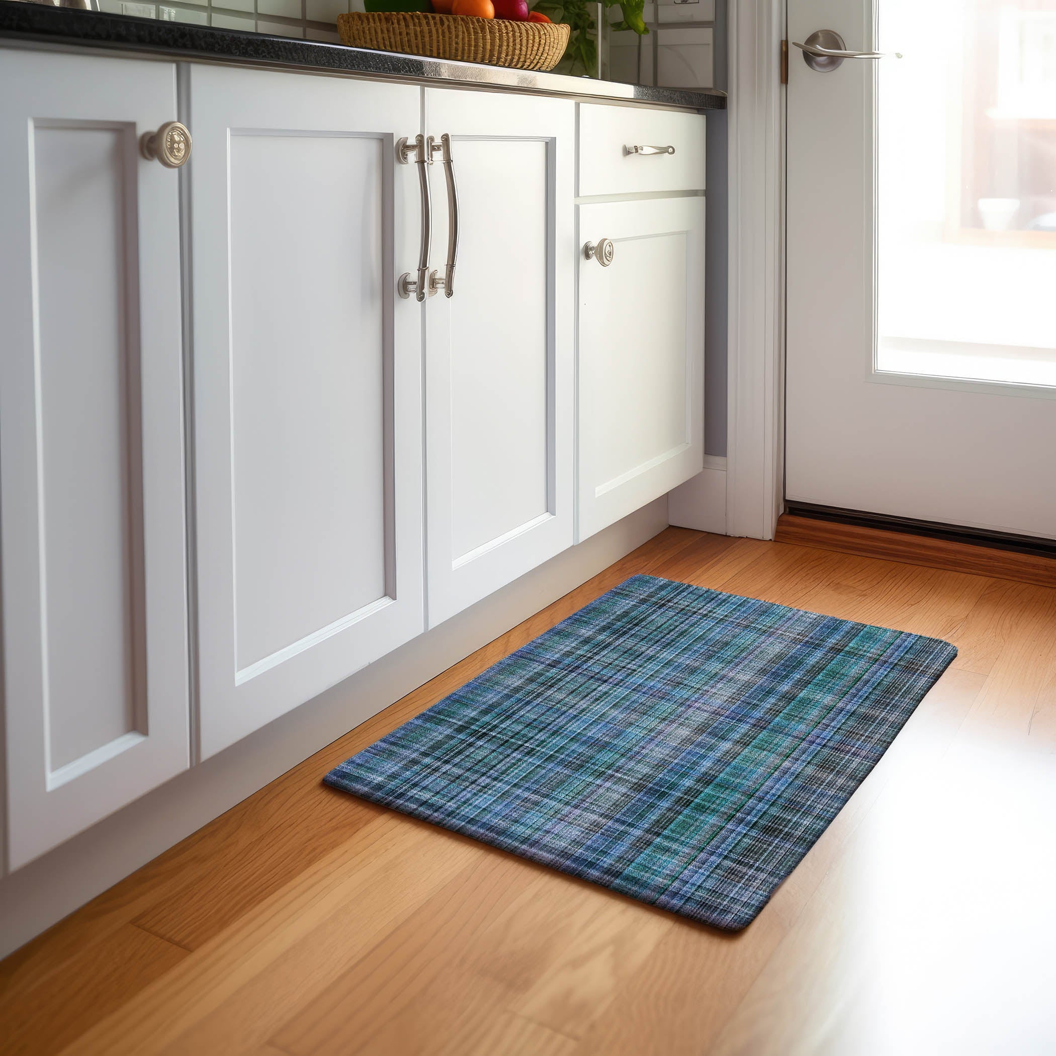 Tallinn Machine Washable Transitional Teal Rug 1'8" x 2'6" #shape_Rectangle