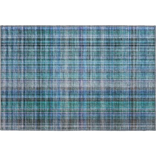 Tallinn Machine Washable Transitional Teal Rug 1'8" x 2'6"