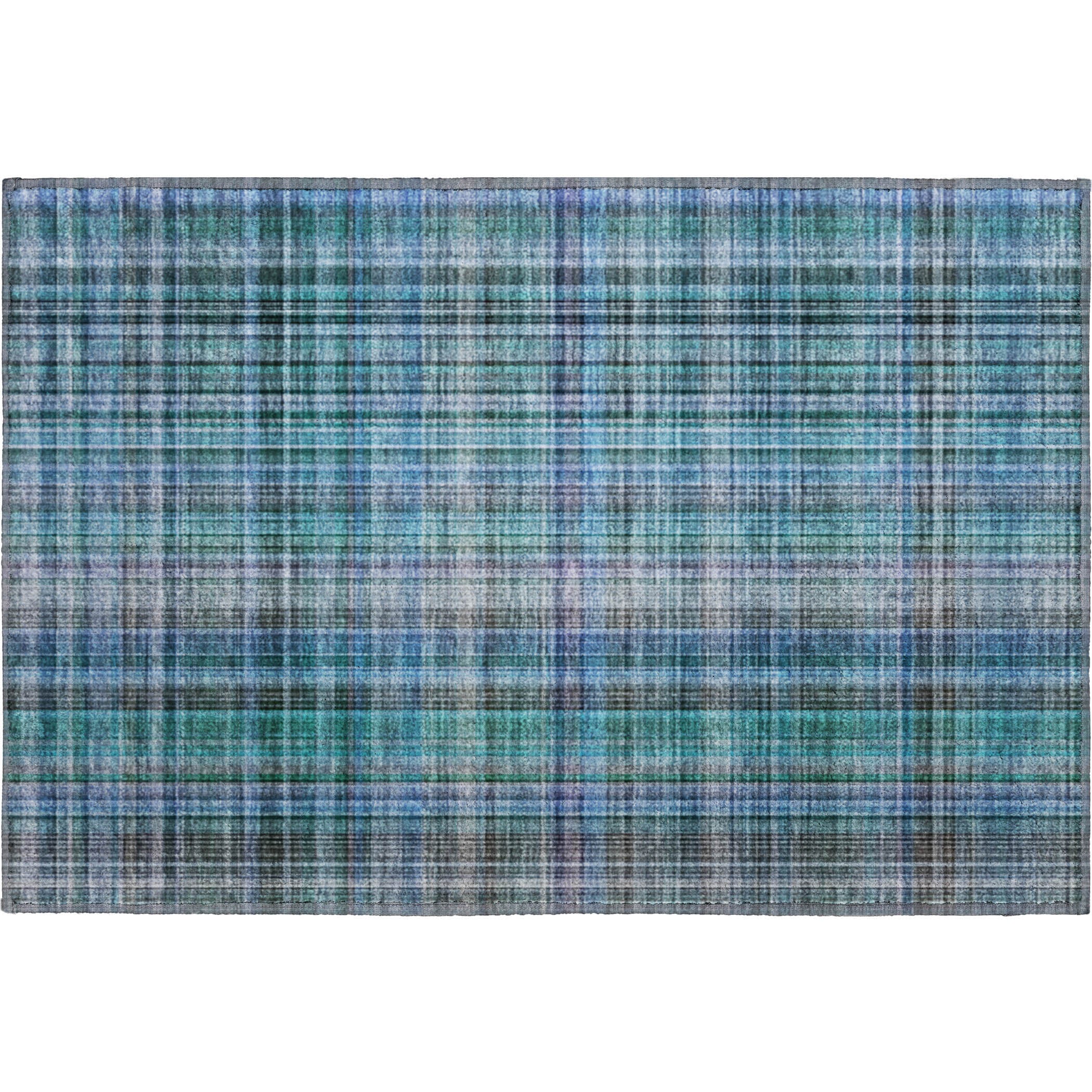 Tallinn Machine Washable Transitional Teal Rug 1'8" x 2'6" #shape_Rectangle