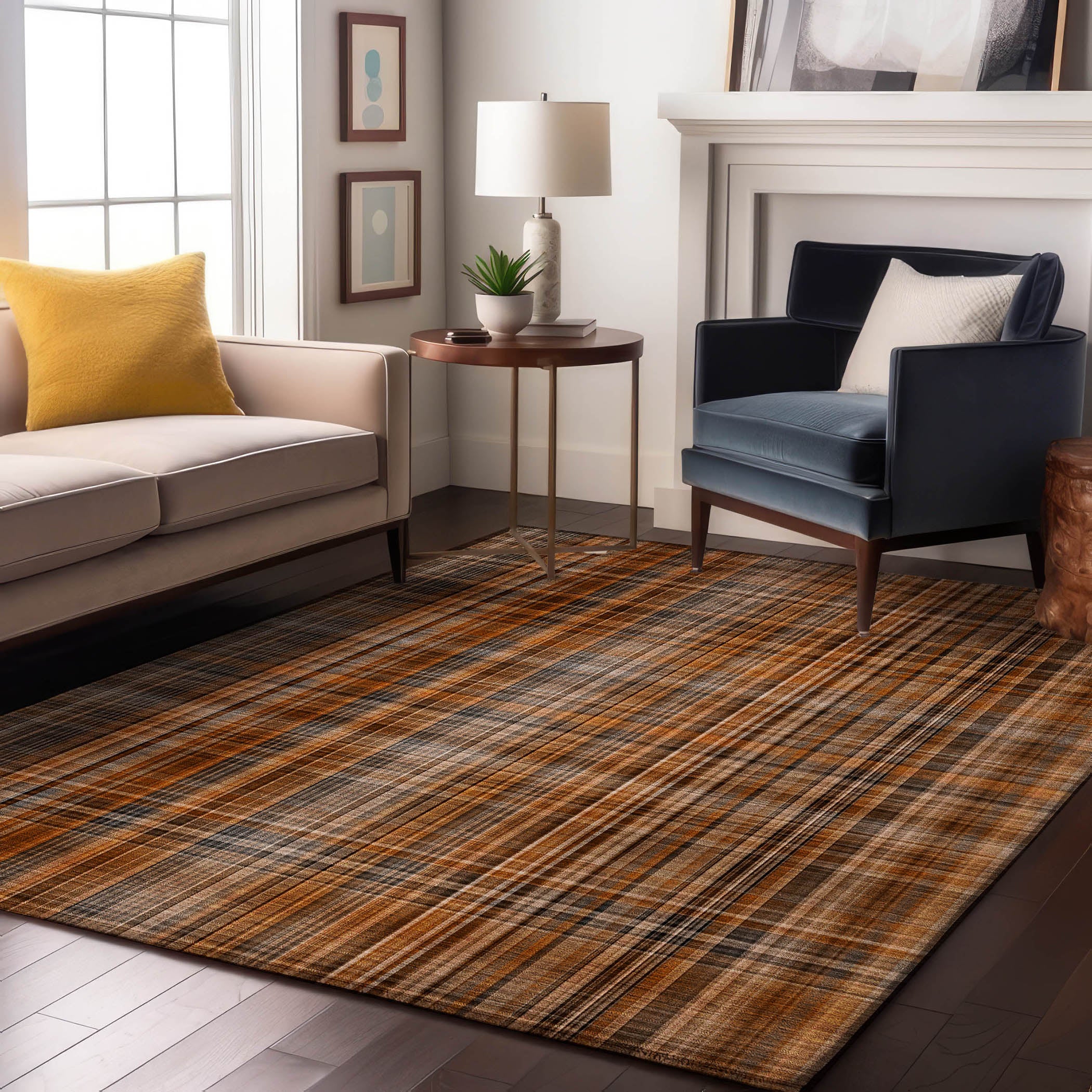 Tallinn Machine Washable Transitional Terracotta Orange Rug 2'6" x 3'10" #shape_Rectangle