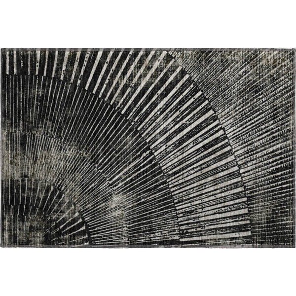 Split Machine Washable Transitional Black Rug 1'8" x 2'6"