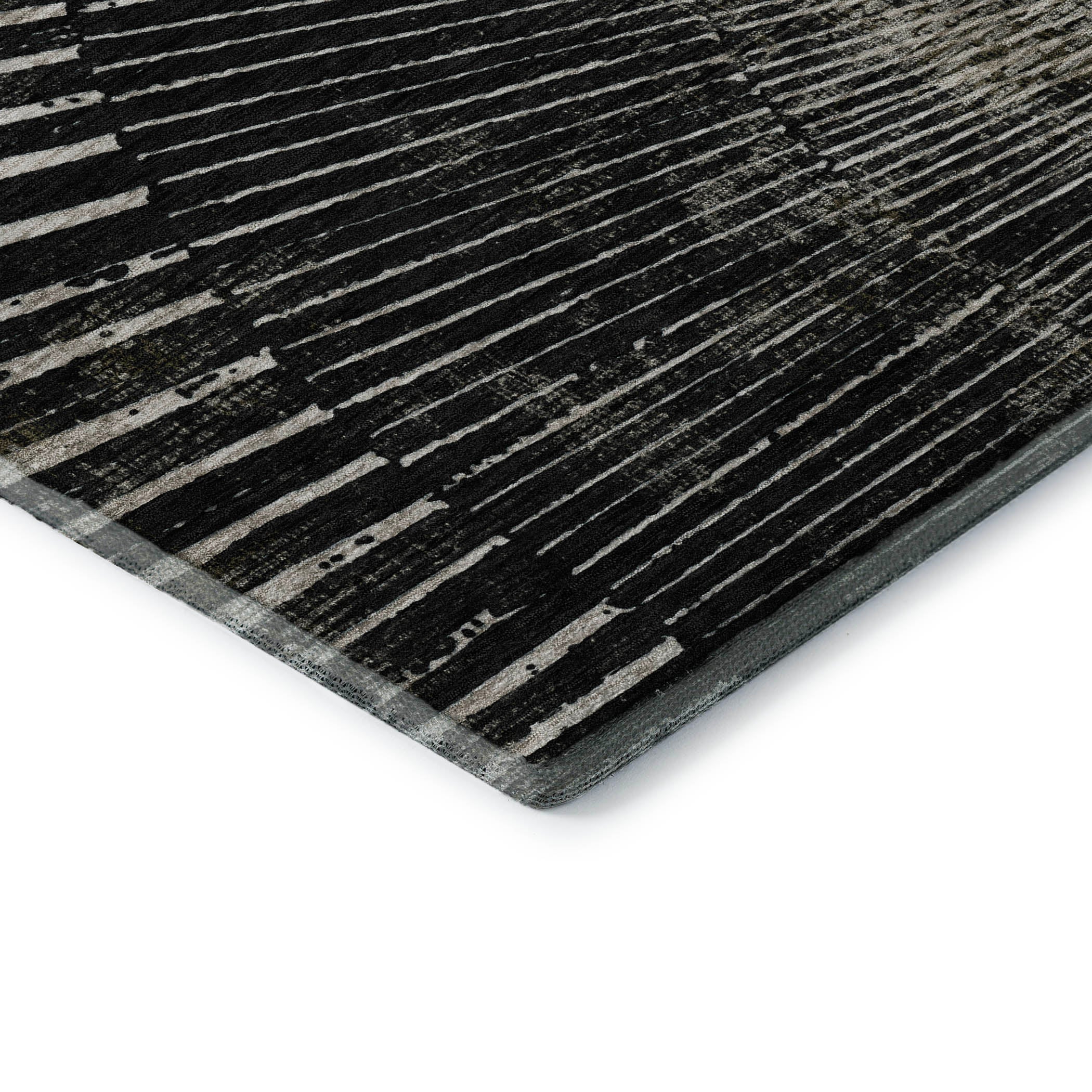 Split Machine Washable Transitional Black Rug 1'8" x 2'6" #shape_Rectangle