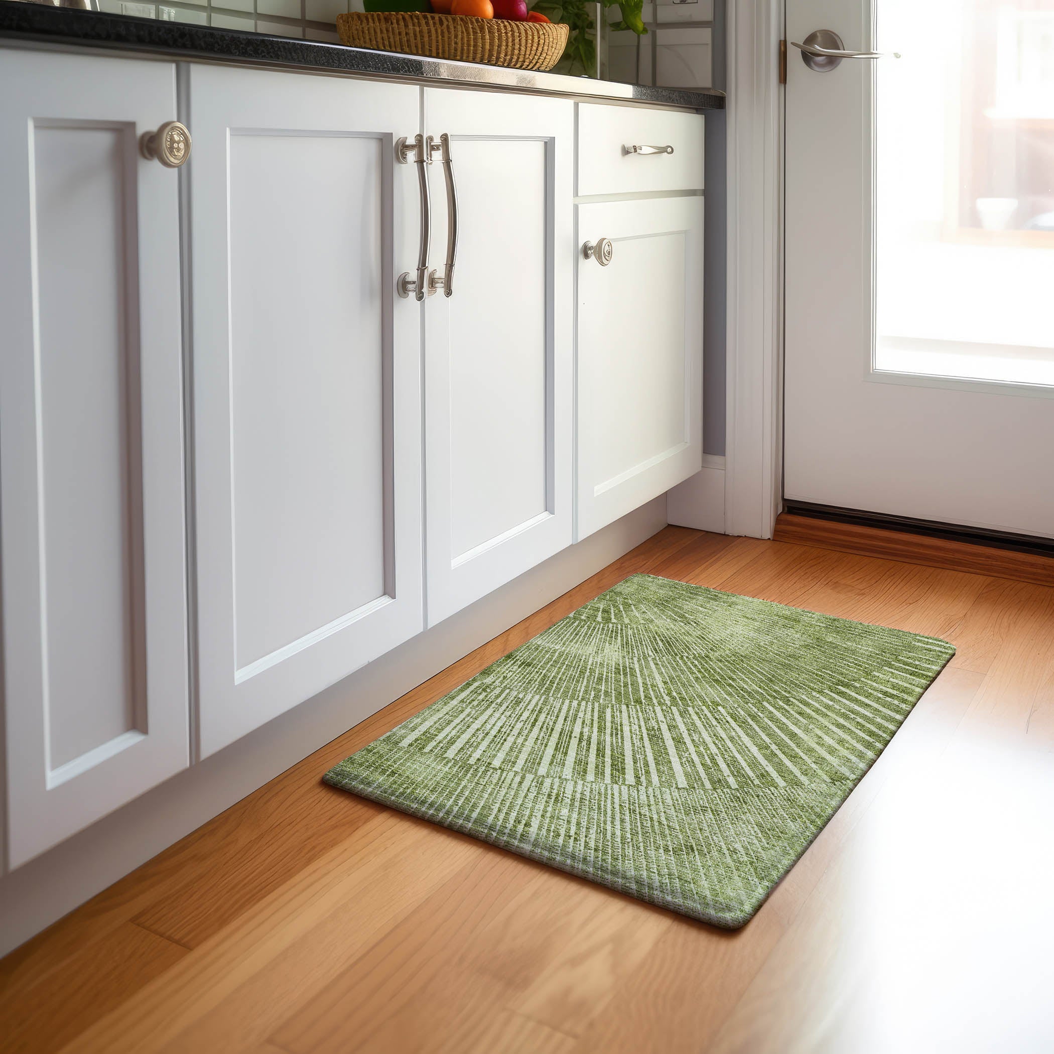 Split Machine Washable Transitional Sage Green Rug 1'8" x 2'6" #shape_Rectangle
