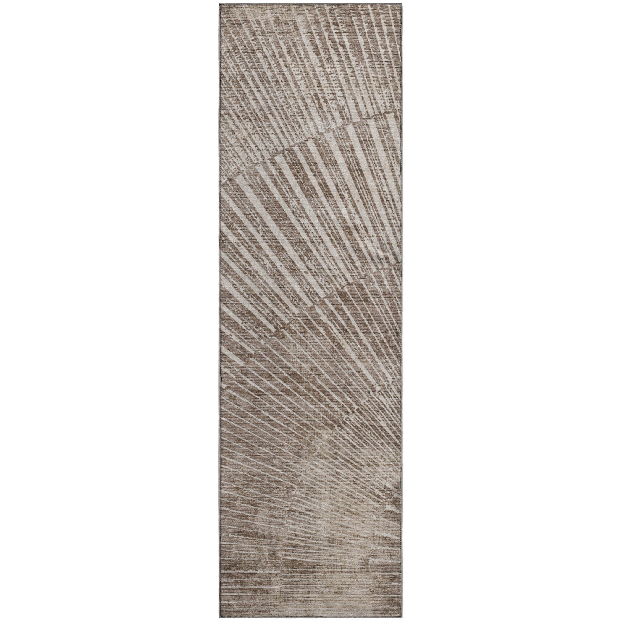 Split Machine Washable Transitional Taupe Brown Rug 2'3" x 7'6" #shape_Runner