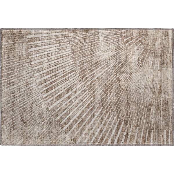 Split Machine Washable Transitional Taupe Brown Rug 1'8" x 2'6"
