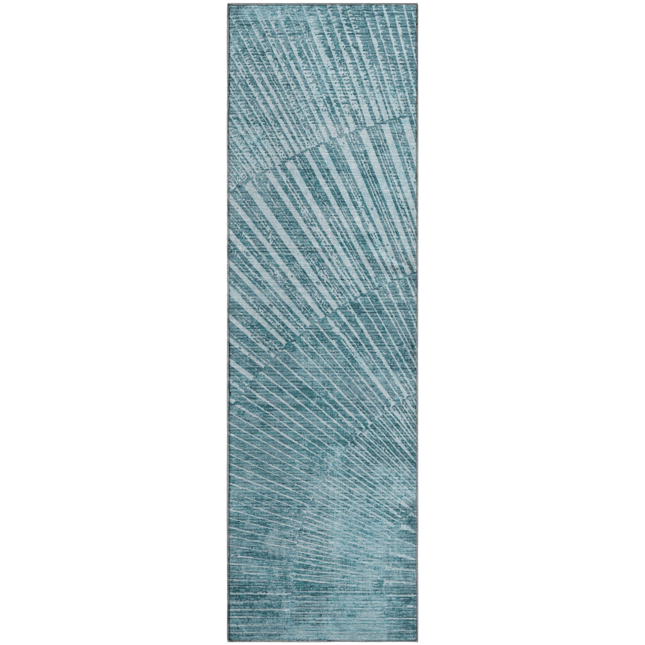 Split Machine Washable Transitional Teal Rug 2'3" x 7'6" #shape_Runner