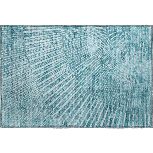 Split Machine Washable Transitional Teal Rug 1'8" x 2'6"