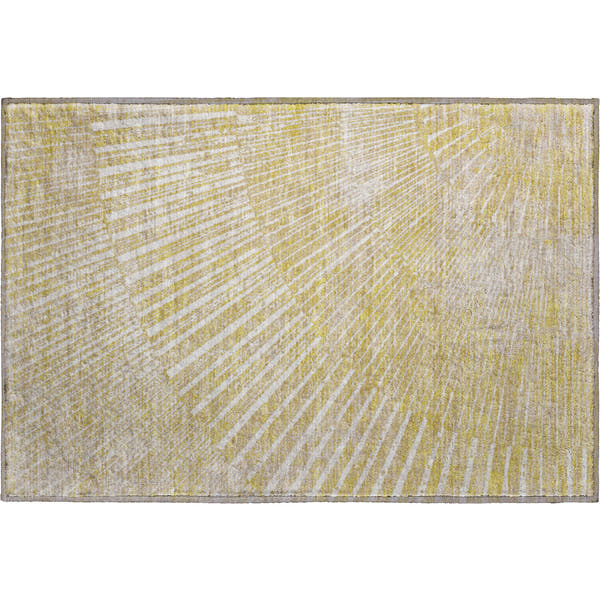 Split Machine Washable Transitional Wheat Gold Rug 1'8" x 2'6"