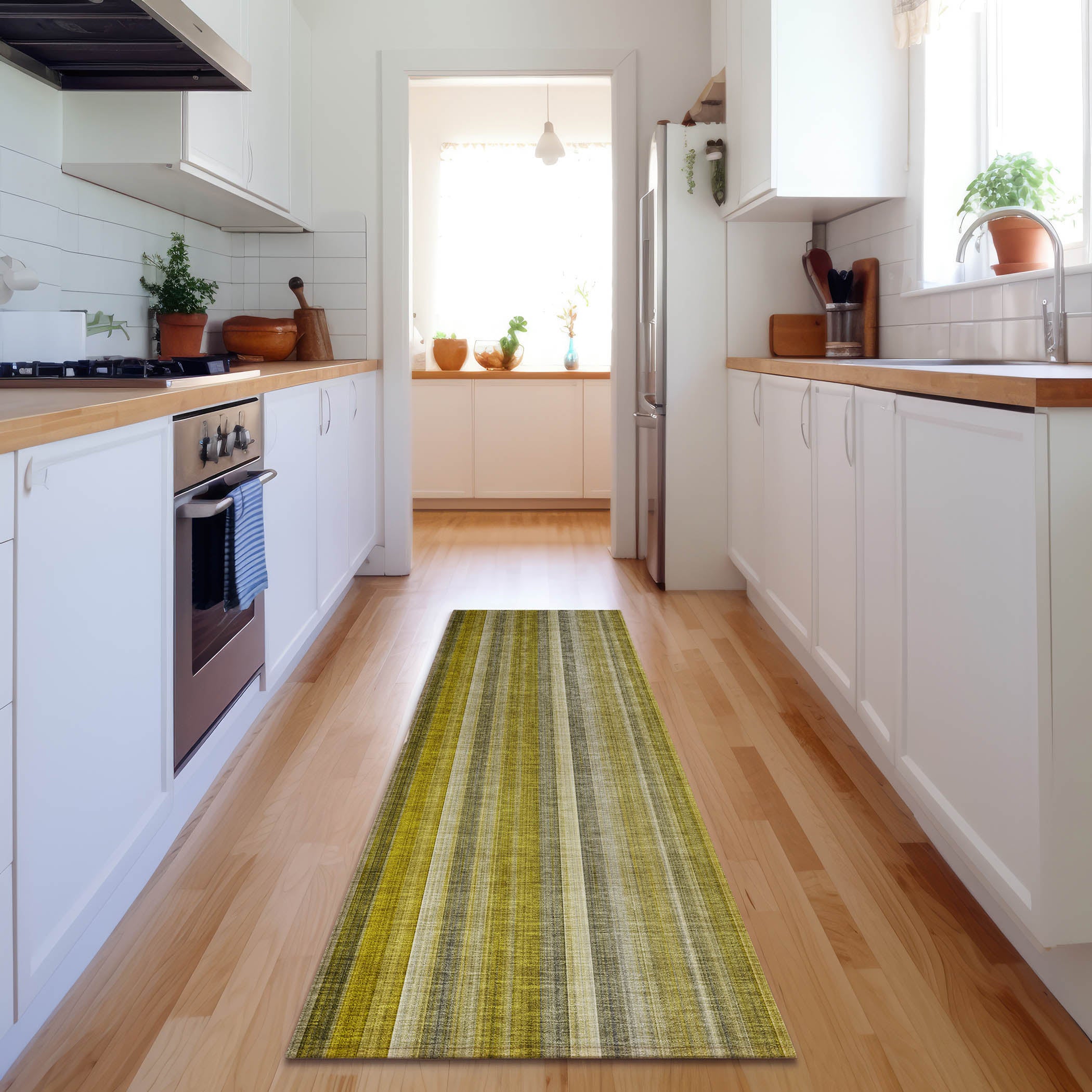 Siena Machine Washable Transitional Gold Rug 2'3" x 7'6" #shape_Runner