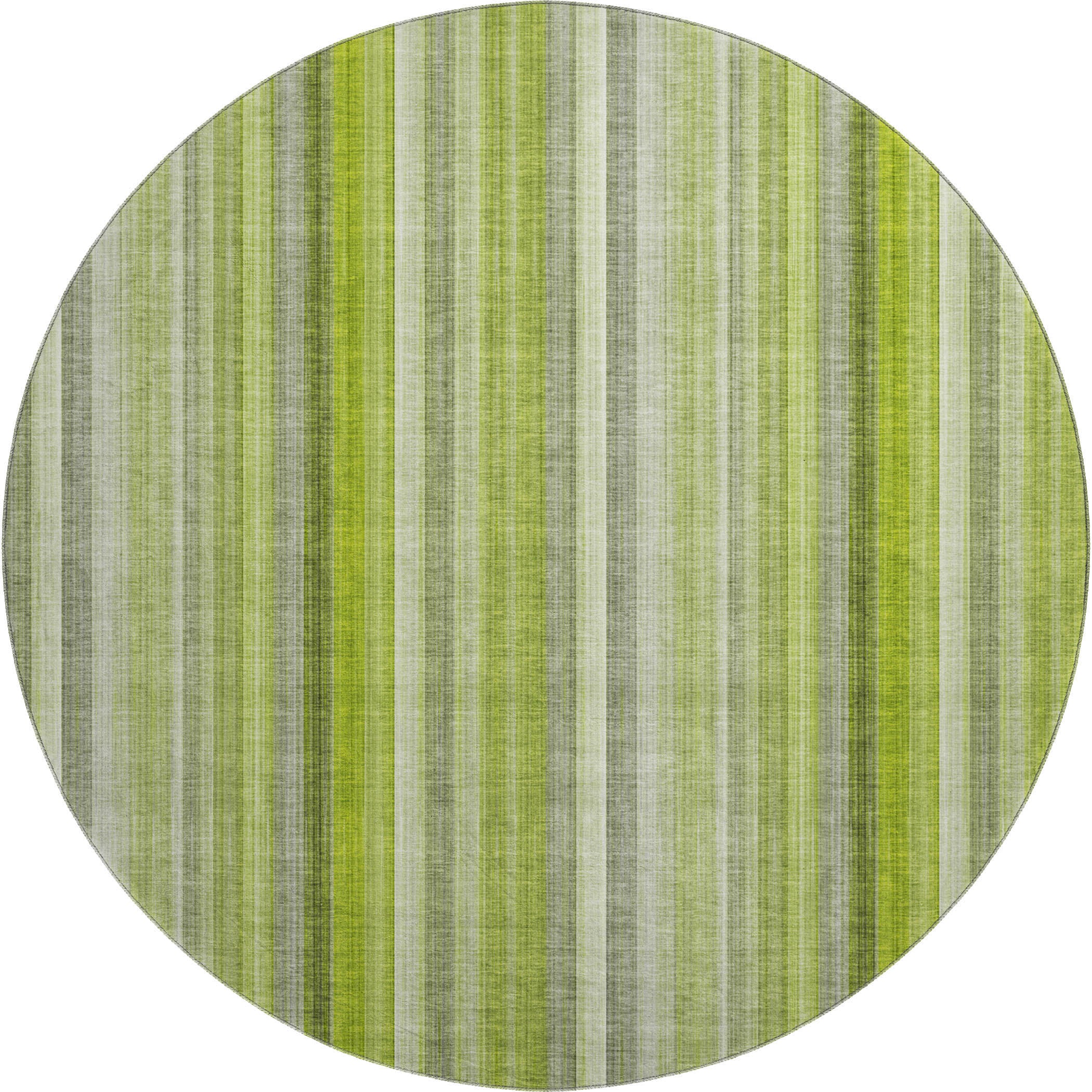 Siena Machine Washable Transitional Green Rug 8' x 8' #shape_Round