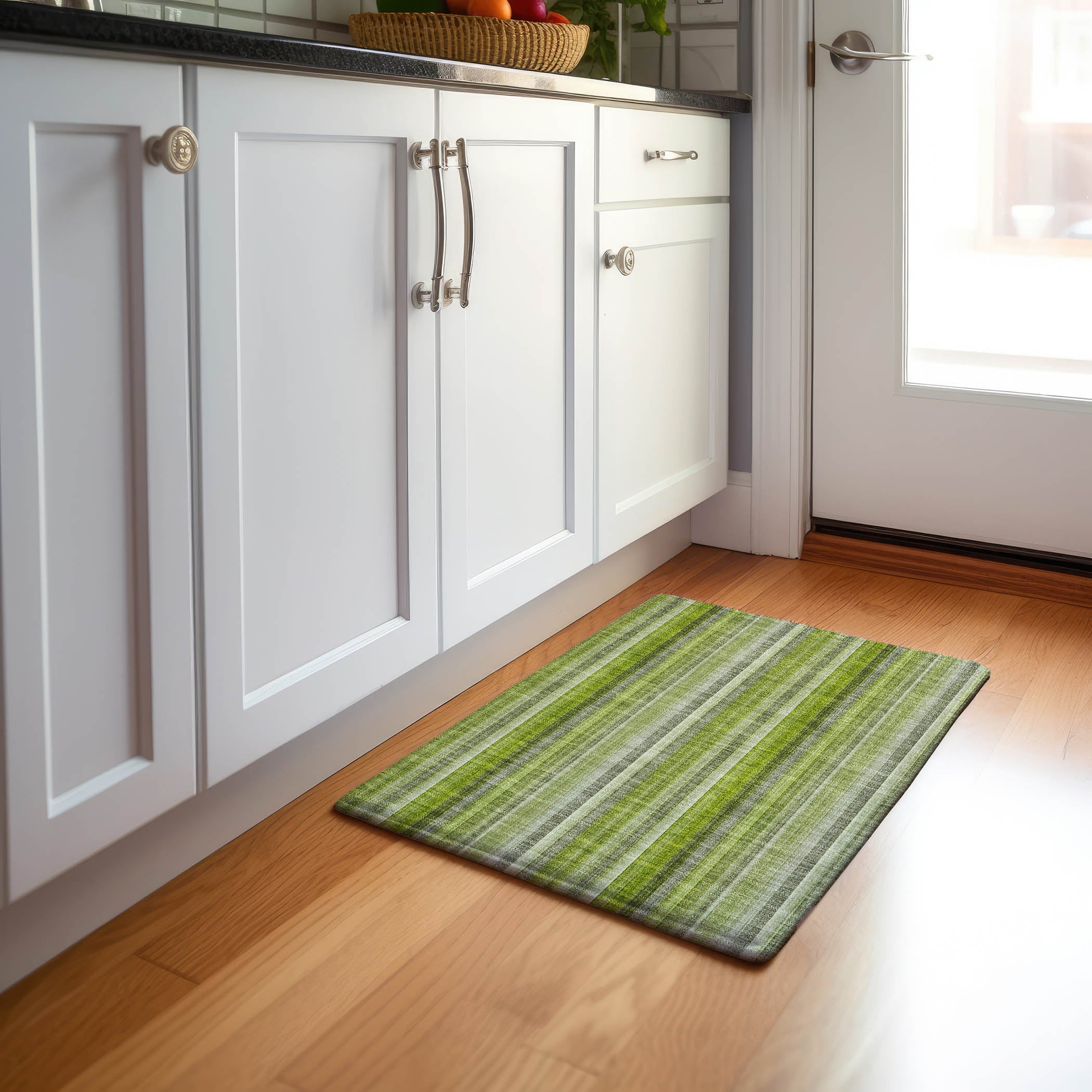 Siena Machine Washable Transitional Green Rug 1'8" x 2'6" #shape_Rectangle