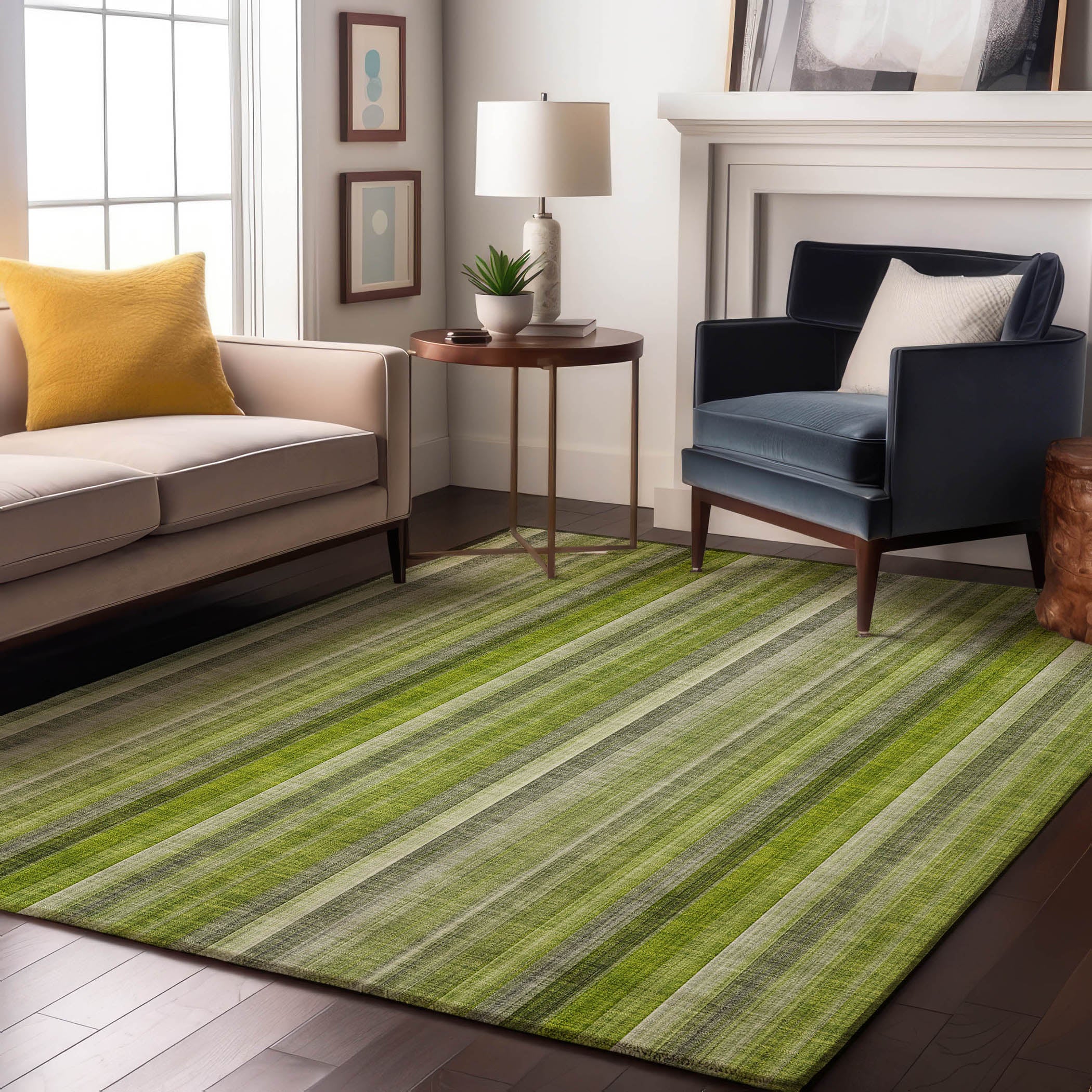 Siena Machine Washable Transitional Green Rug 2'6" x 3'10" #shape_Rectangle
