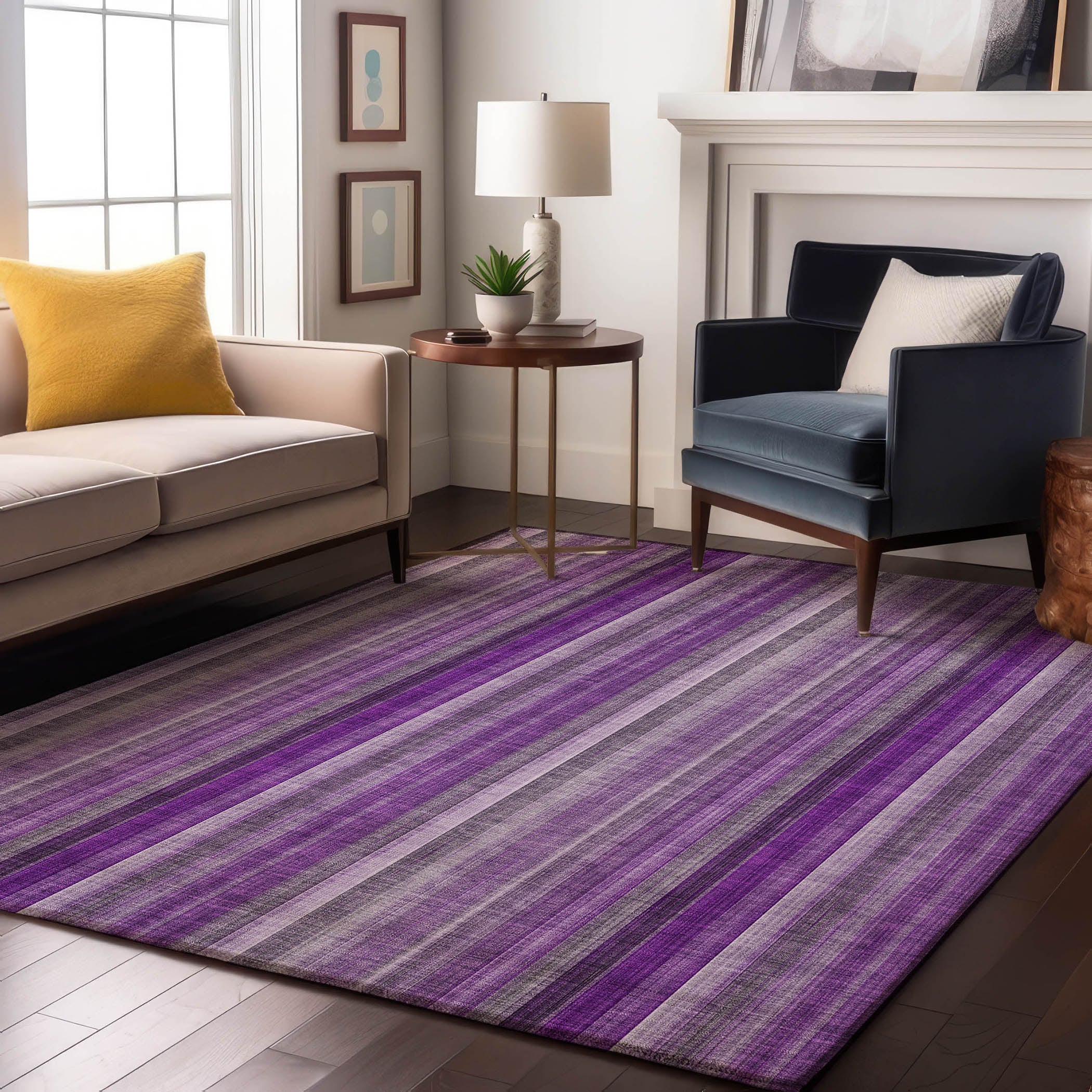 Siena Machine Washable Transitional Purple Rug 2'6" x 3'10" #shape_Rectangle