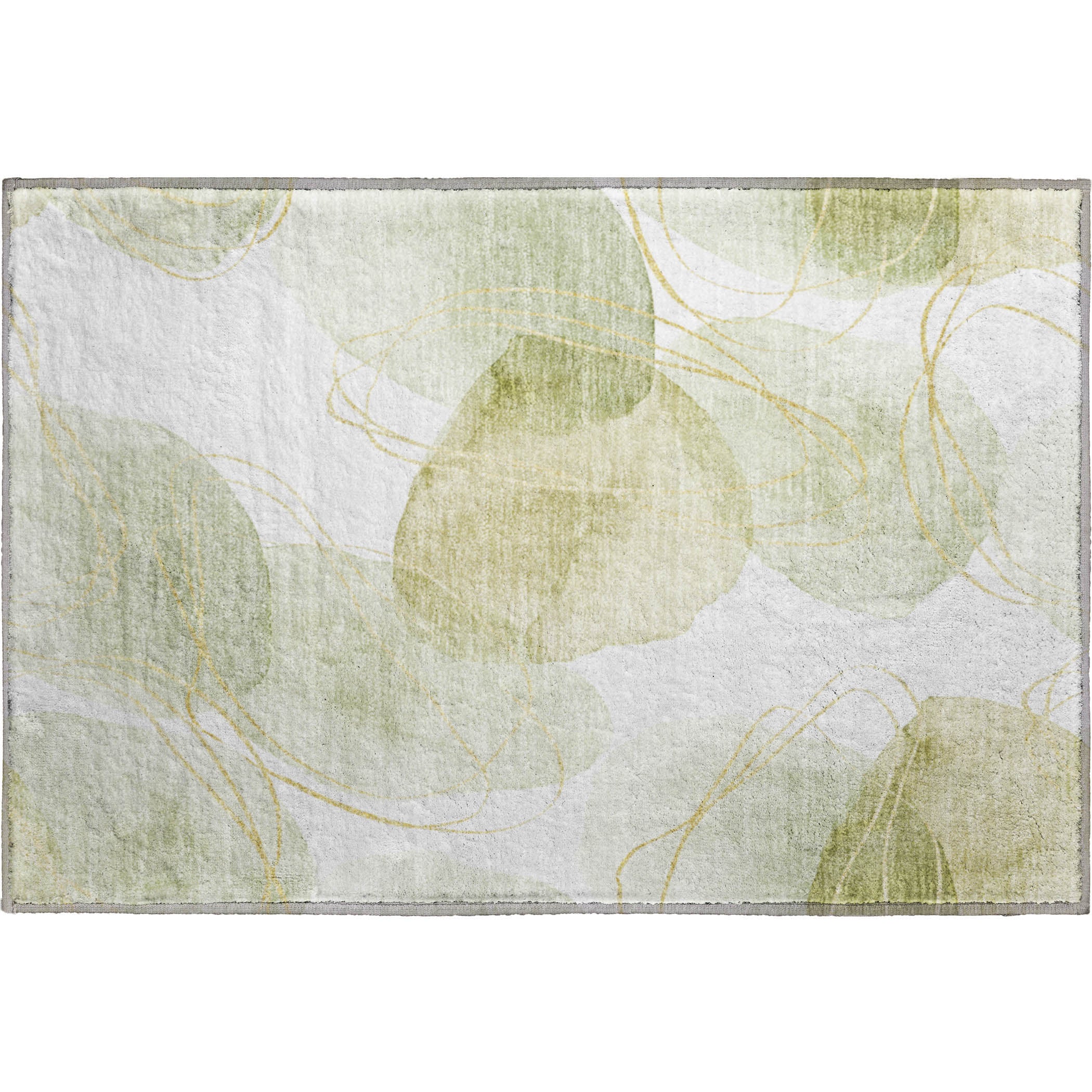 Kathmandu Machine Washable Contemporary Green Rug 1'8" x 2'6" #shape_Rectangle