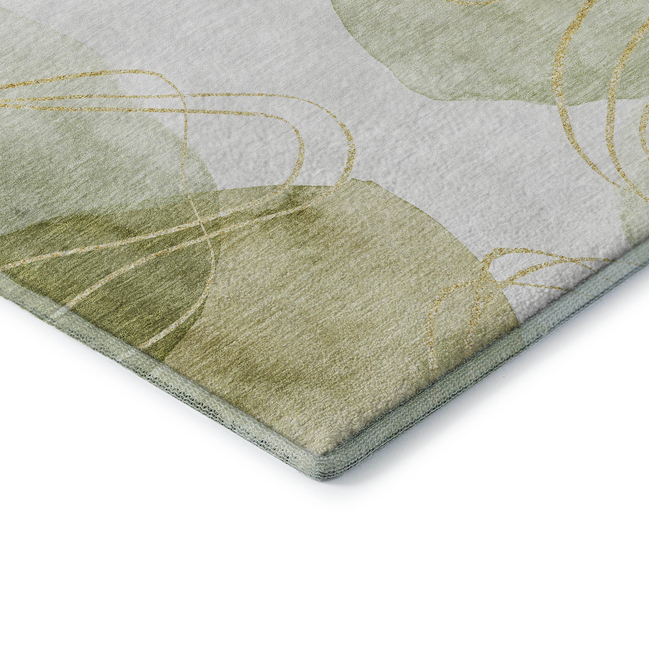 Kathmandu Machine Washable Contemporary Green Rug 1'8" x 2'6" #shape_Rectangle