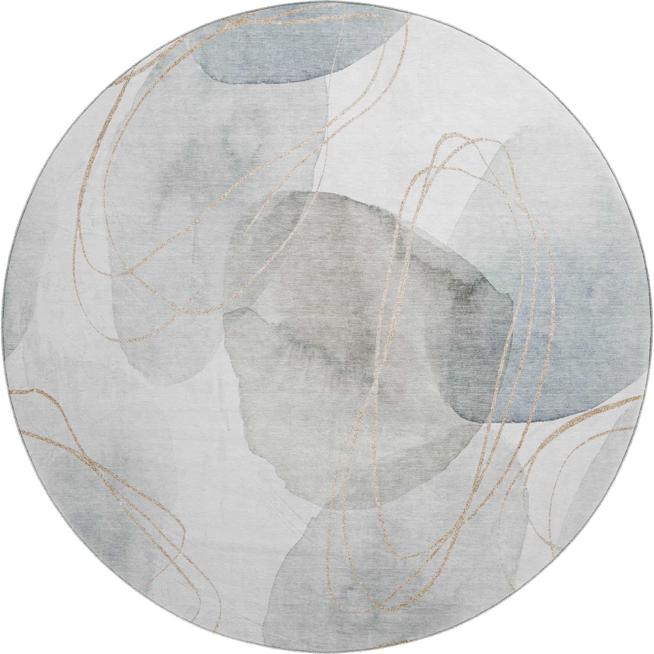 Kathmandu Machine Washable Contemporary Ivory Rug 8' x 8' #shape_Round